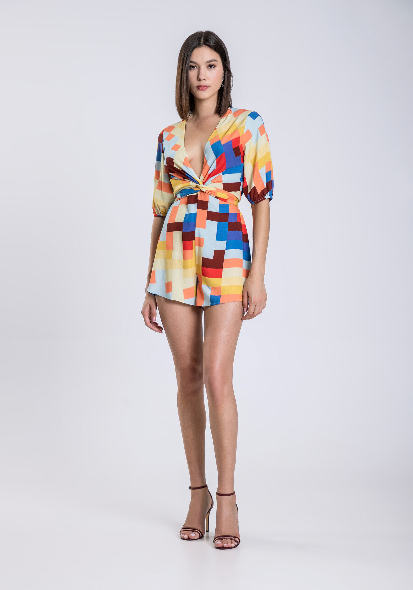 Macac&atilde;o Curto Estampado com Transpasse, BALAO, large.