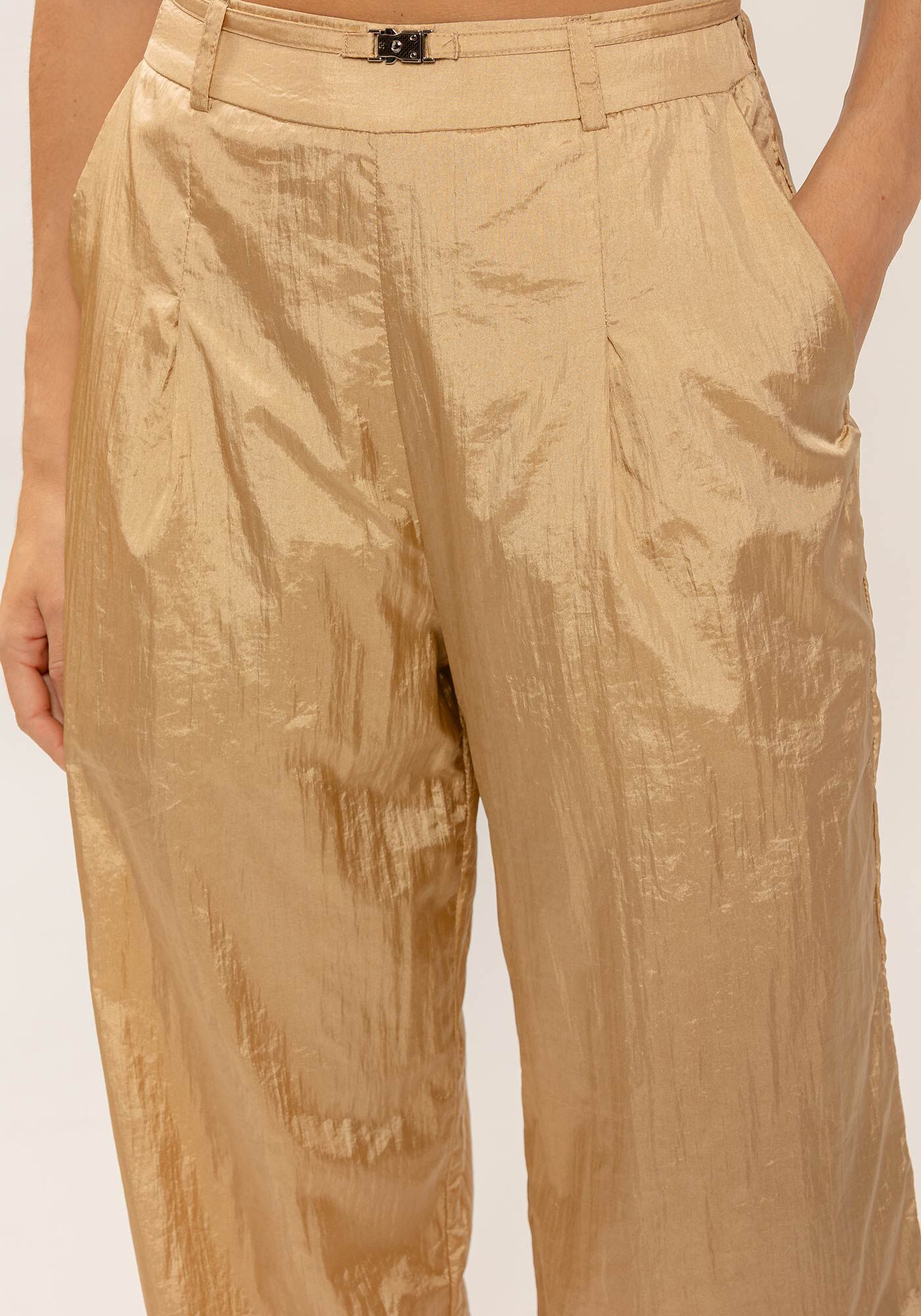 Cal&ccedil;a Reta em Nylon Brilho com Cinto, , large.