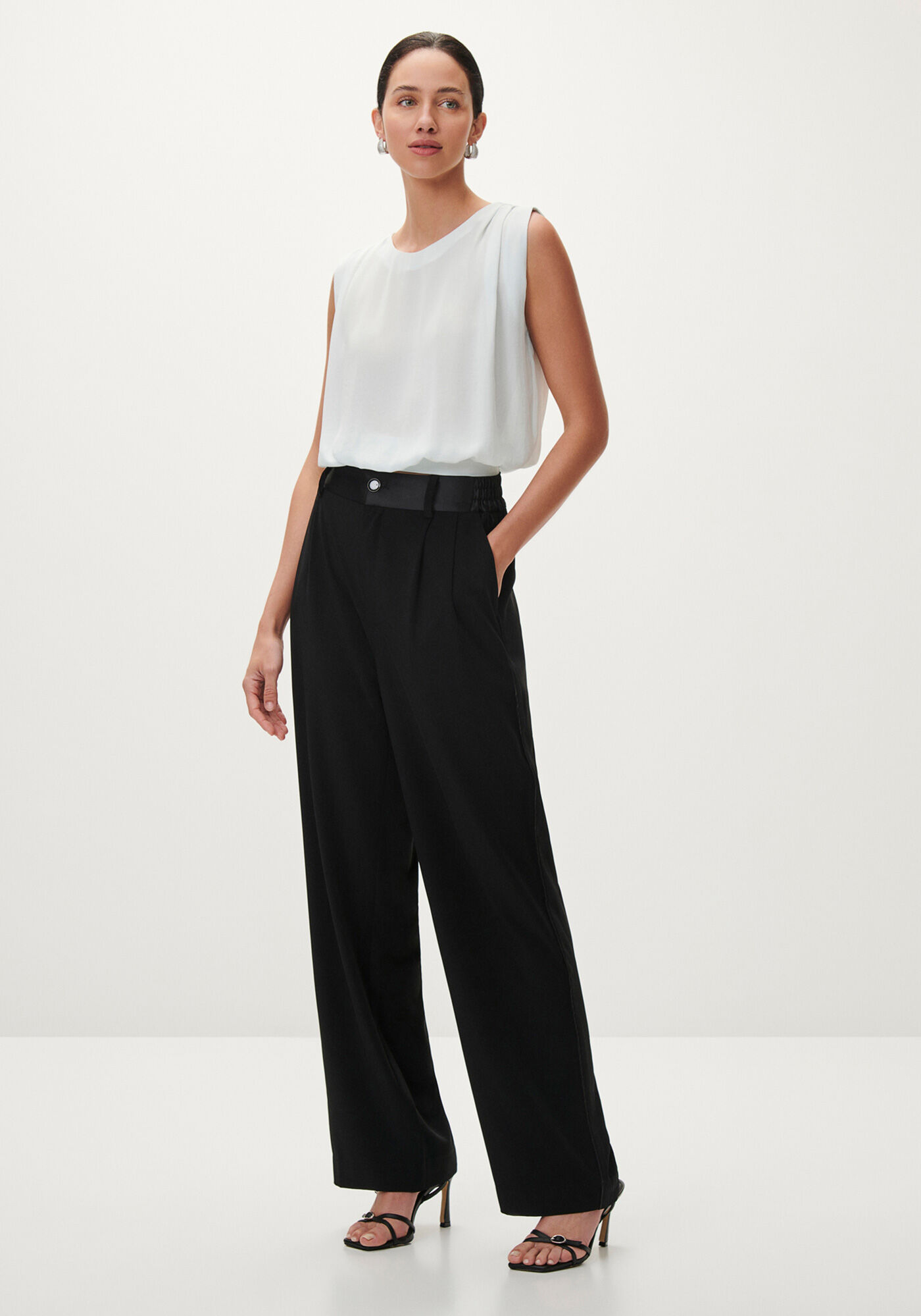 Cal&ccedil;a Reta Alfaiataria com Cintura M&eacute;dia, PRETO REATIVO, large.