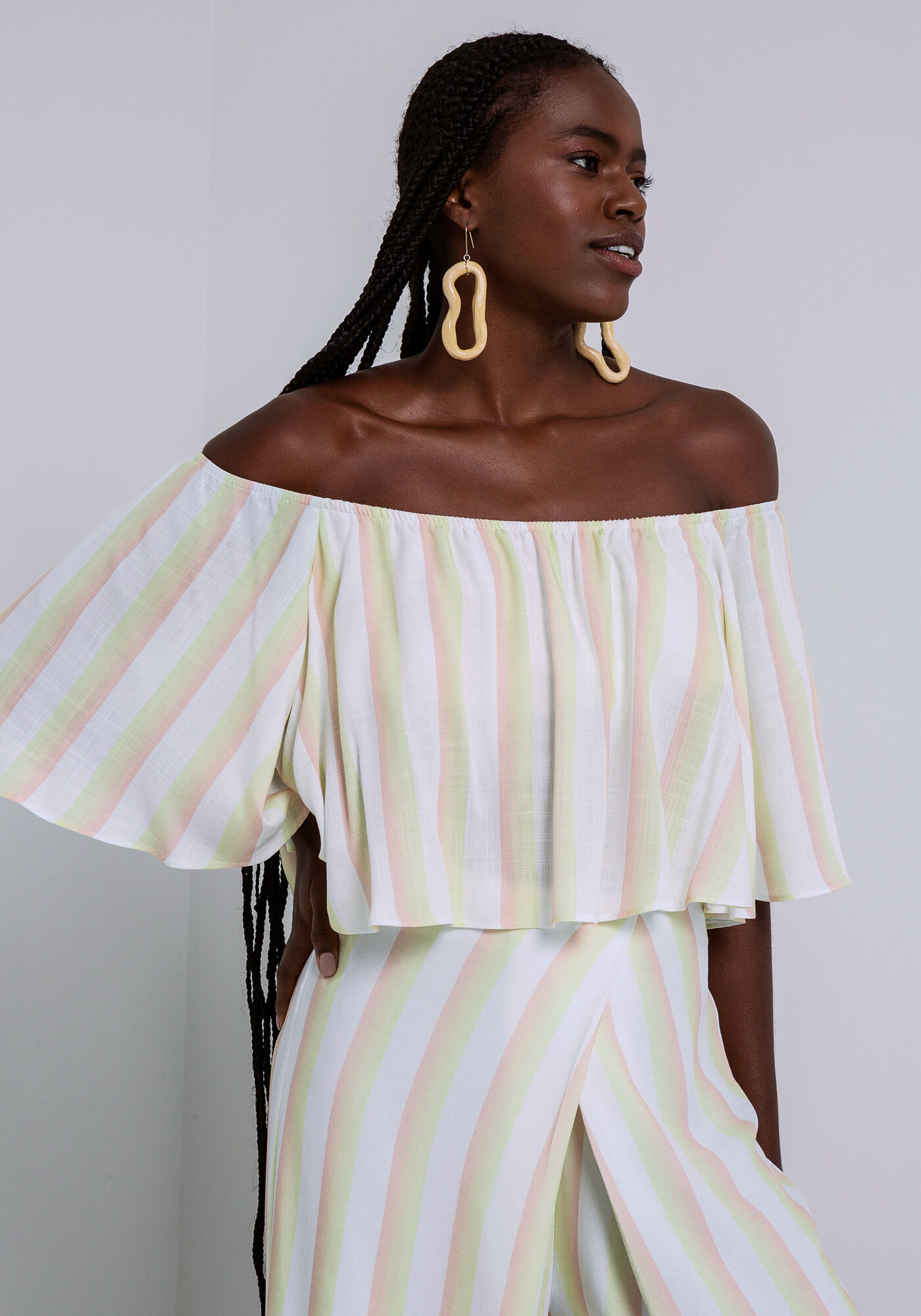 Blusa Ombro a Ombro Tecido Rayon Twill Cropped, BELO JARDIM, large.