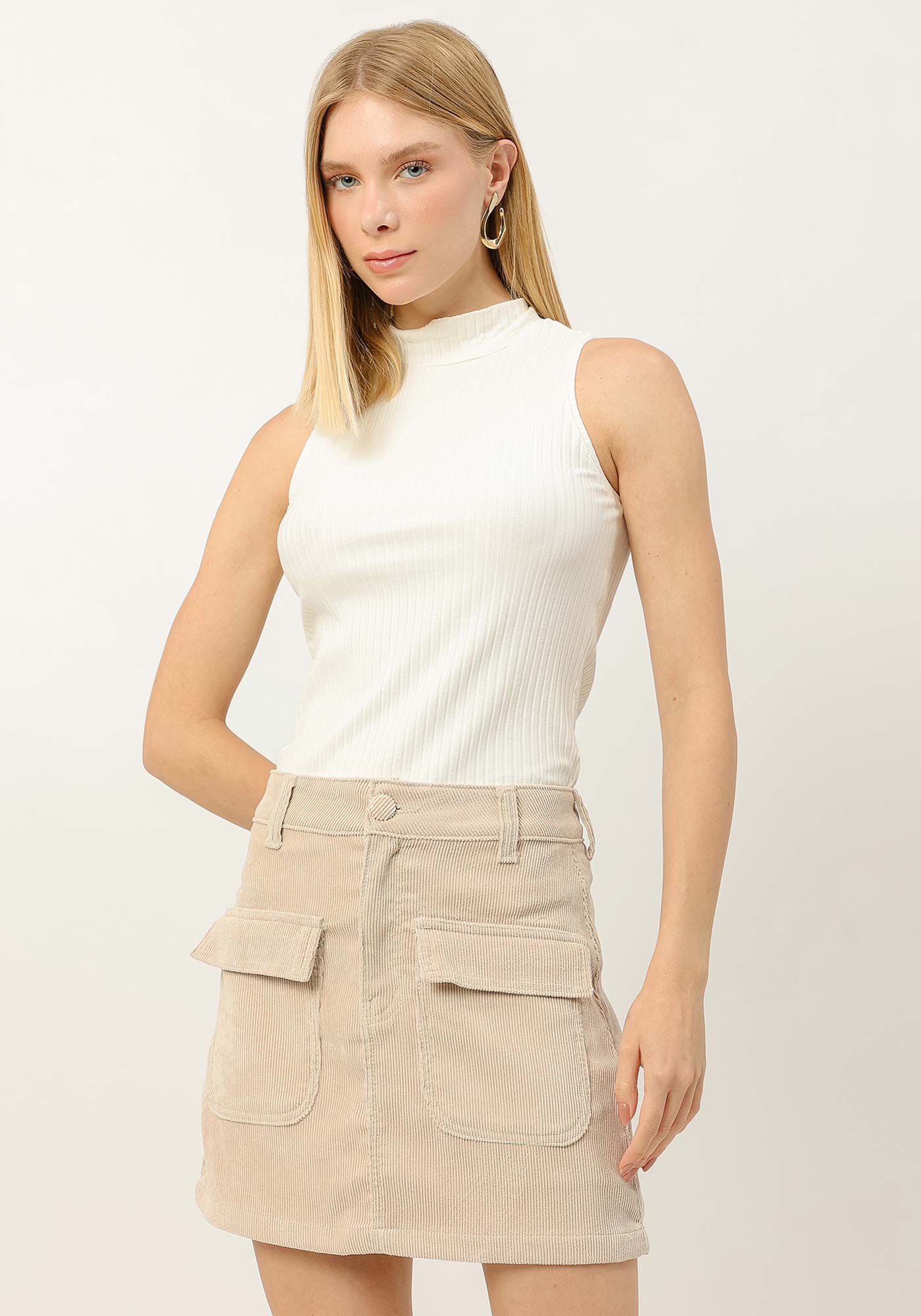 Regata Canelada com Gola Alta, , large.