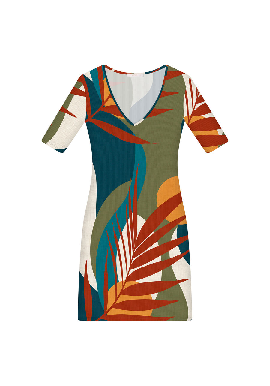 Vestido Decote V Justo Estampa, . Vestido Decote V Justo Estampa, , large.