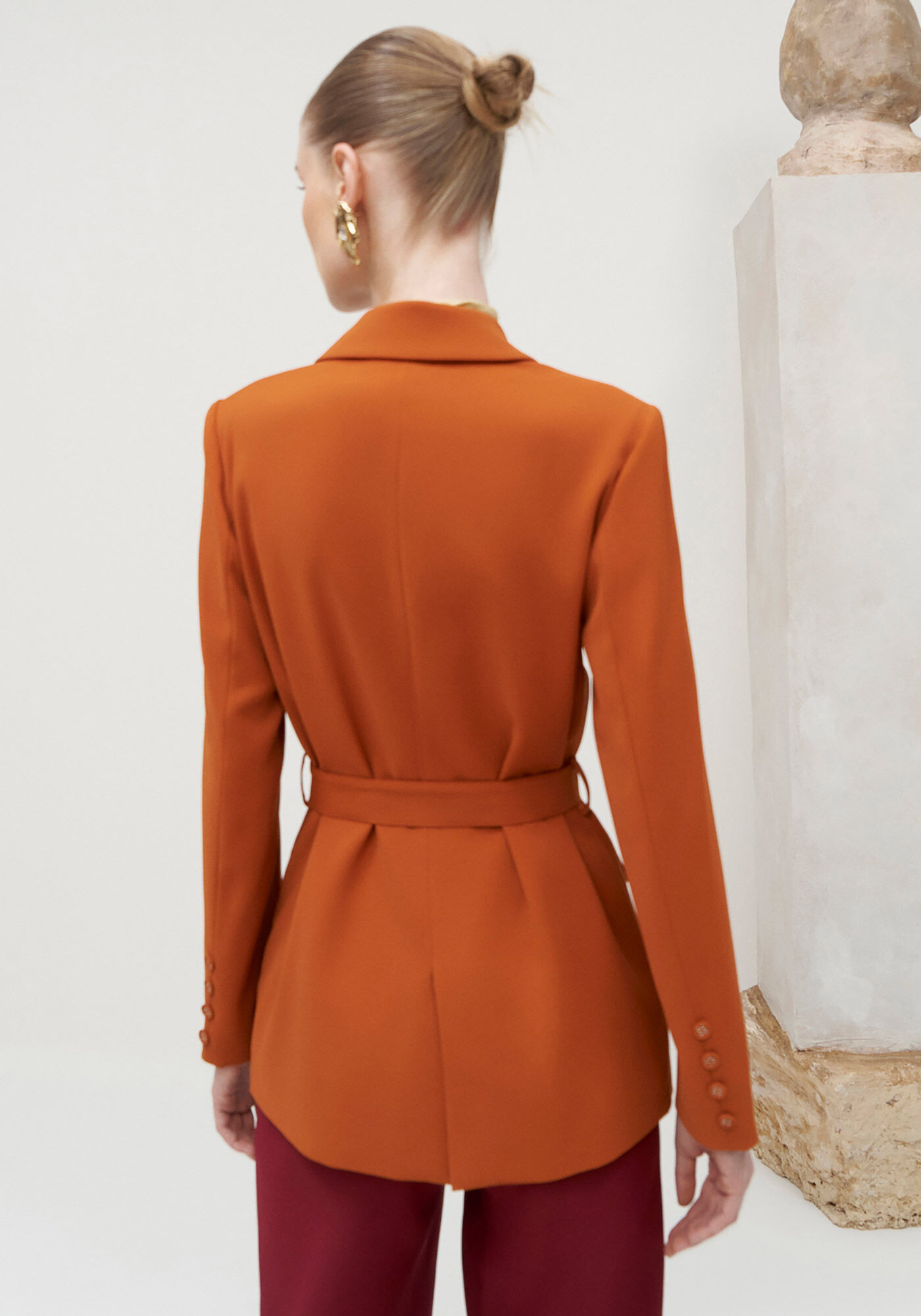 Blazer Alfaiataria com Cinto, LARANJA  RADIANTE, large.