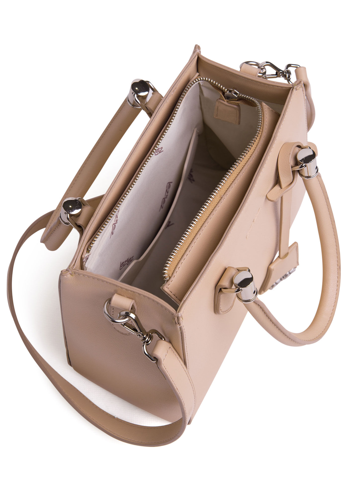 Bolsa M&eacute;dia Tote com Detalhe Tag, BEGE COUNTRY, large.