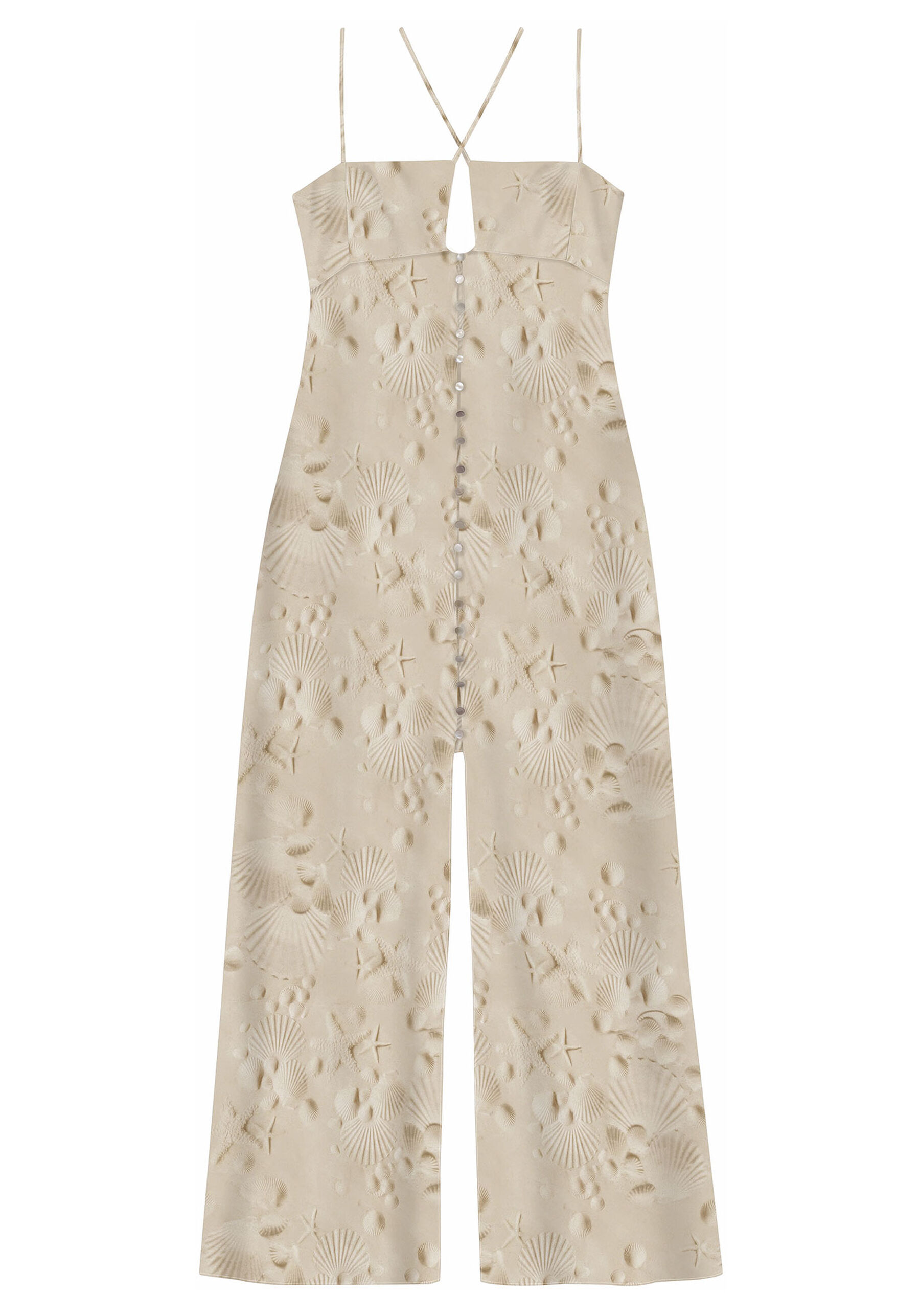 Vestido Longo Estampado com Botões e Fenda, . Vestido Longo Estampado com Botões e Fenda, , large.