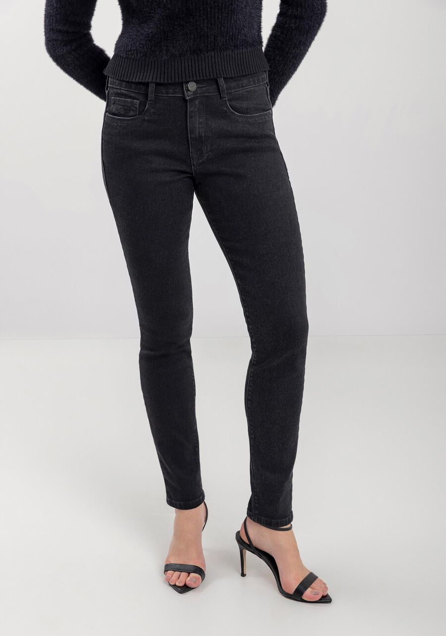 Calça Jeans Skinny Cropped Com Cintura Média, . Calça Jeans Skinny Cropped Com Cintura Média, , large.