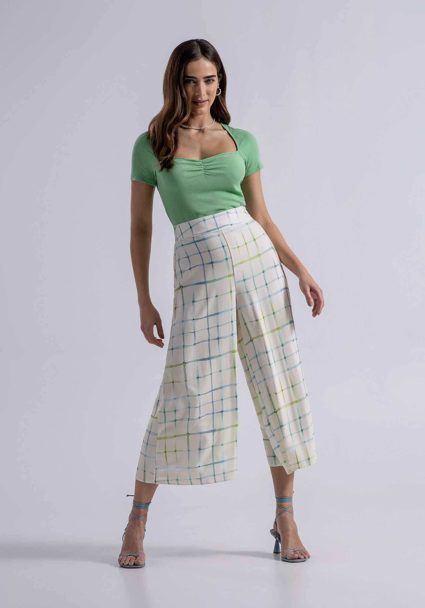 Blusa Manga Curta Canelada com Franzido Busto, , large.