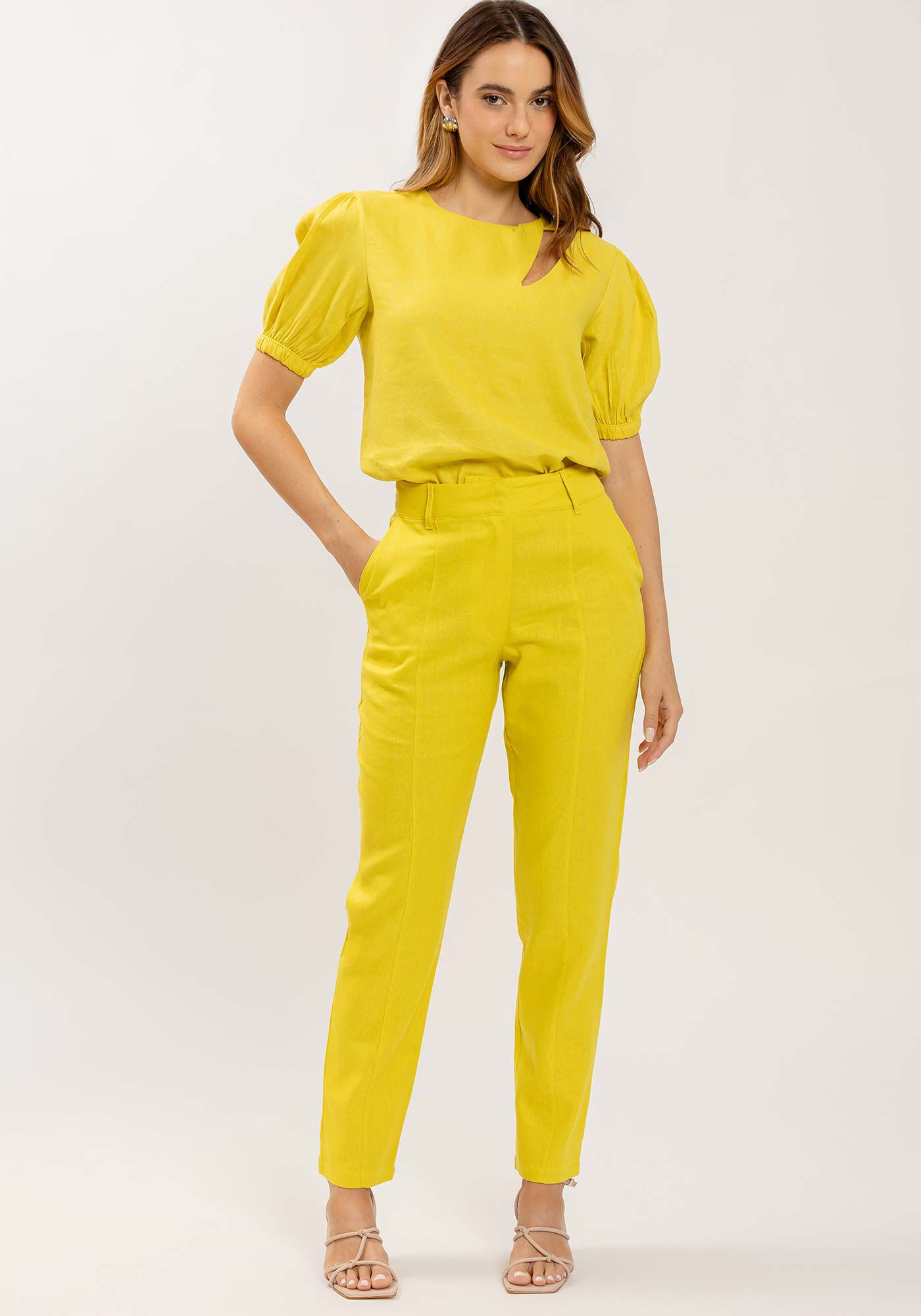 Cal&ccedil;a Carrot em Linho Alfaiataria, , large.