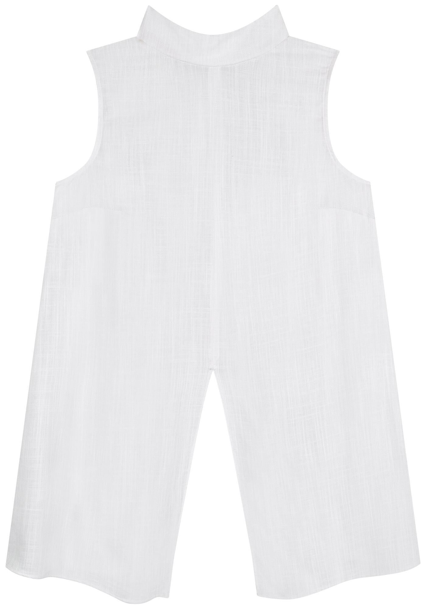 Blusa Sem Mangas Em Viscose Com Gola Alta E Abertura Frontal, , large.