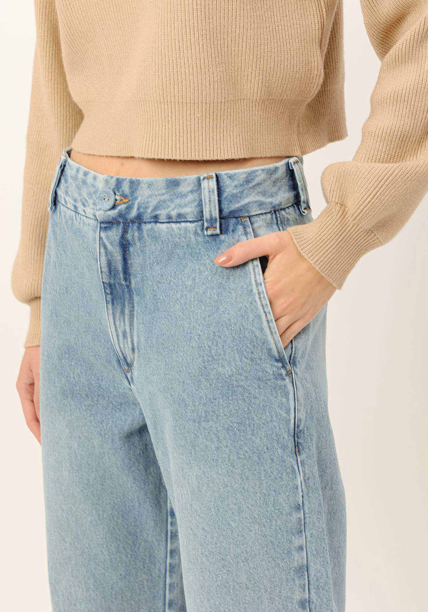 Calça Jeans Wide Leg Alfaiataria com Cintura Alta, . Calça Jeans Wide Leg Alfaiataria com Cintura Alta, , large.