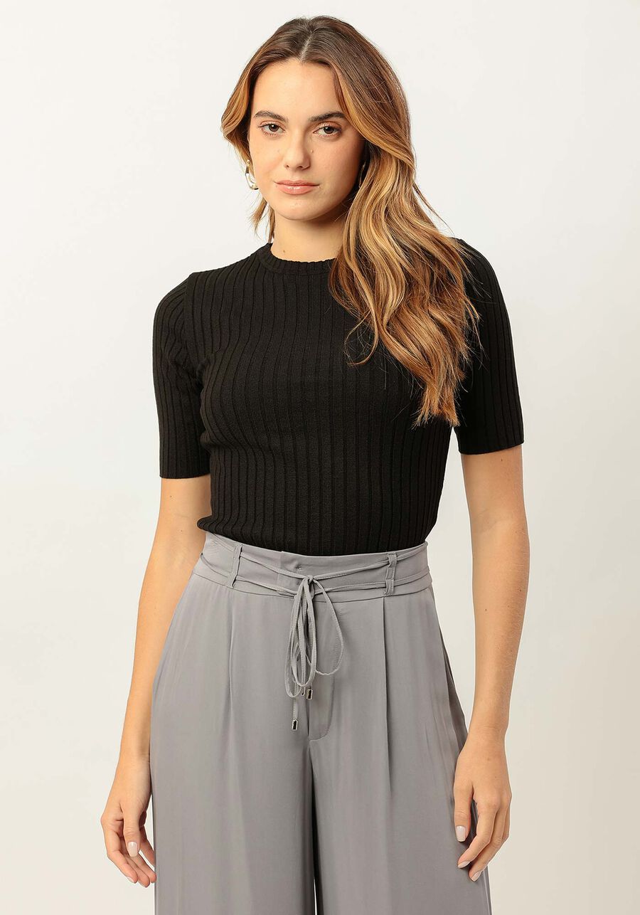 Blusa Cropped em Tricô Canelado, . Blusa Cropped em Tricô Canelado, , large.