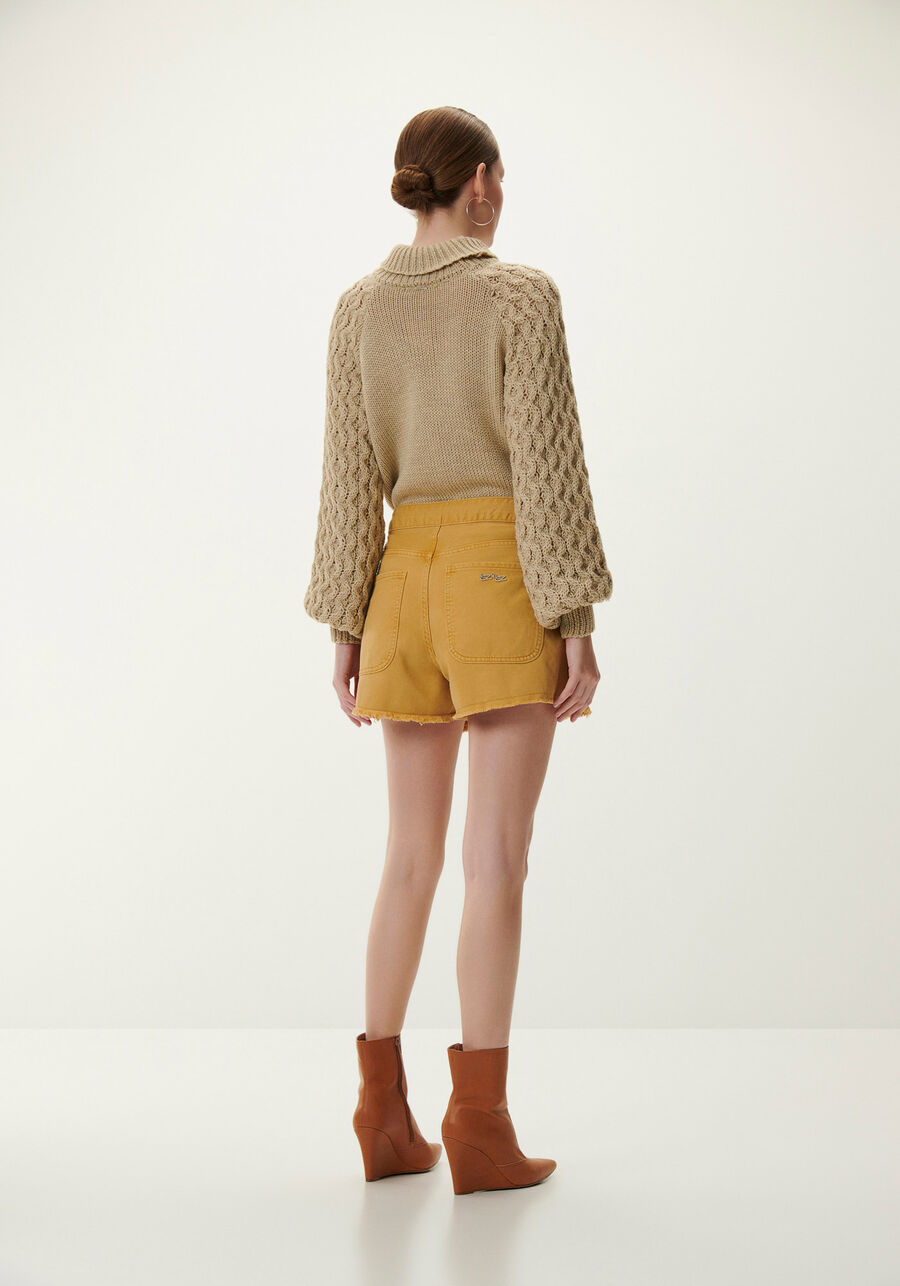 Shorts-Saia Sarja com Cintura Alta, . Shorts-Saia Sarja com Cintura Alta, , large.