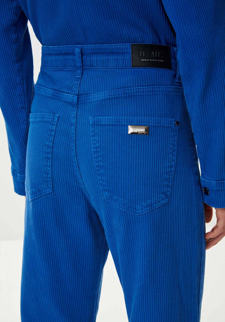 Calça Cotelê Wide Leg com Cintura Super Alta, AZUL BLUE BELL. Calça Cotelê Wide Leg com Cintura Super Alta, AZUL BLUE BELL, large.