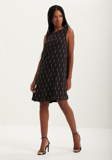 Vestido Curto Estampado Sem Mangas Em Viscose, PATTERN PRETO. Vestido Curto Estampado Sem Mangas Em Viscose, PATTERN PRETO, large.