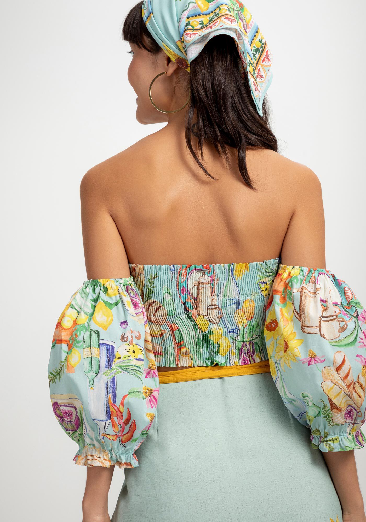 Blusa em Tricoline e Manga Bufante Remov&iacute;vel, DESAYUNO, large.