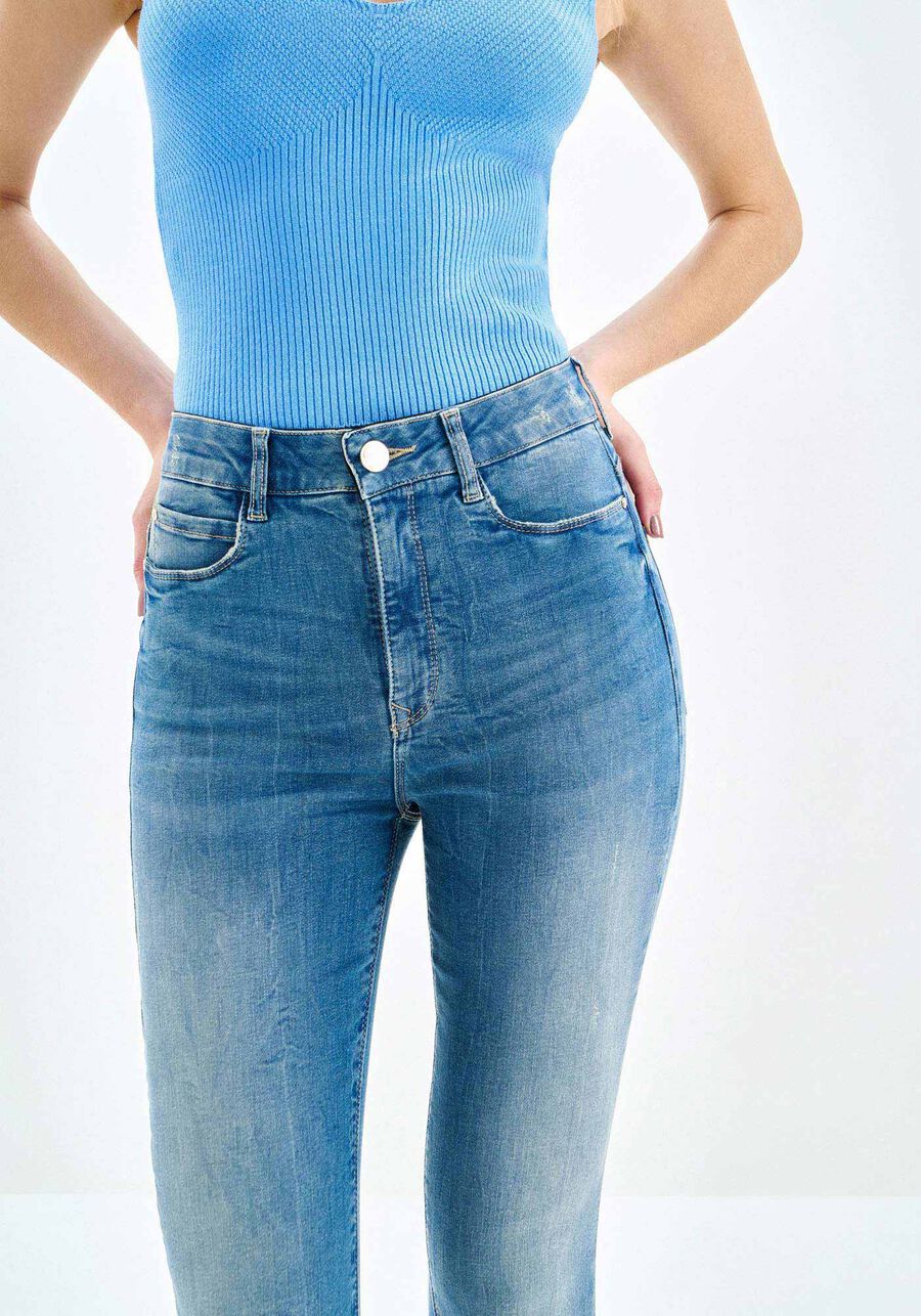 Calça Jeans Skinny Cintura Média Perfect, JEANS. Calça Jeans Skinny Cintura Média Perfect, JEANS, large.