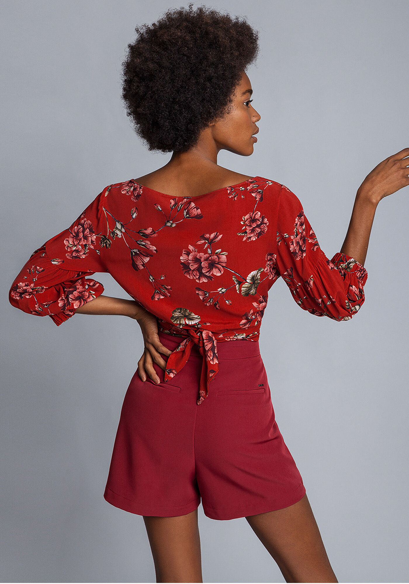 Blusa Cropped Manga 3/4 Estampa, , large.