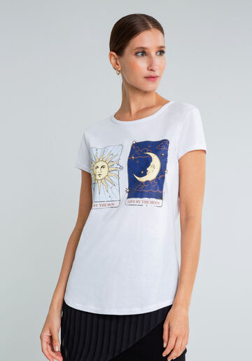 T-shirt Estampada Sun & Moon, BRANCO, large.
