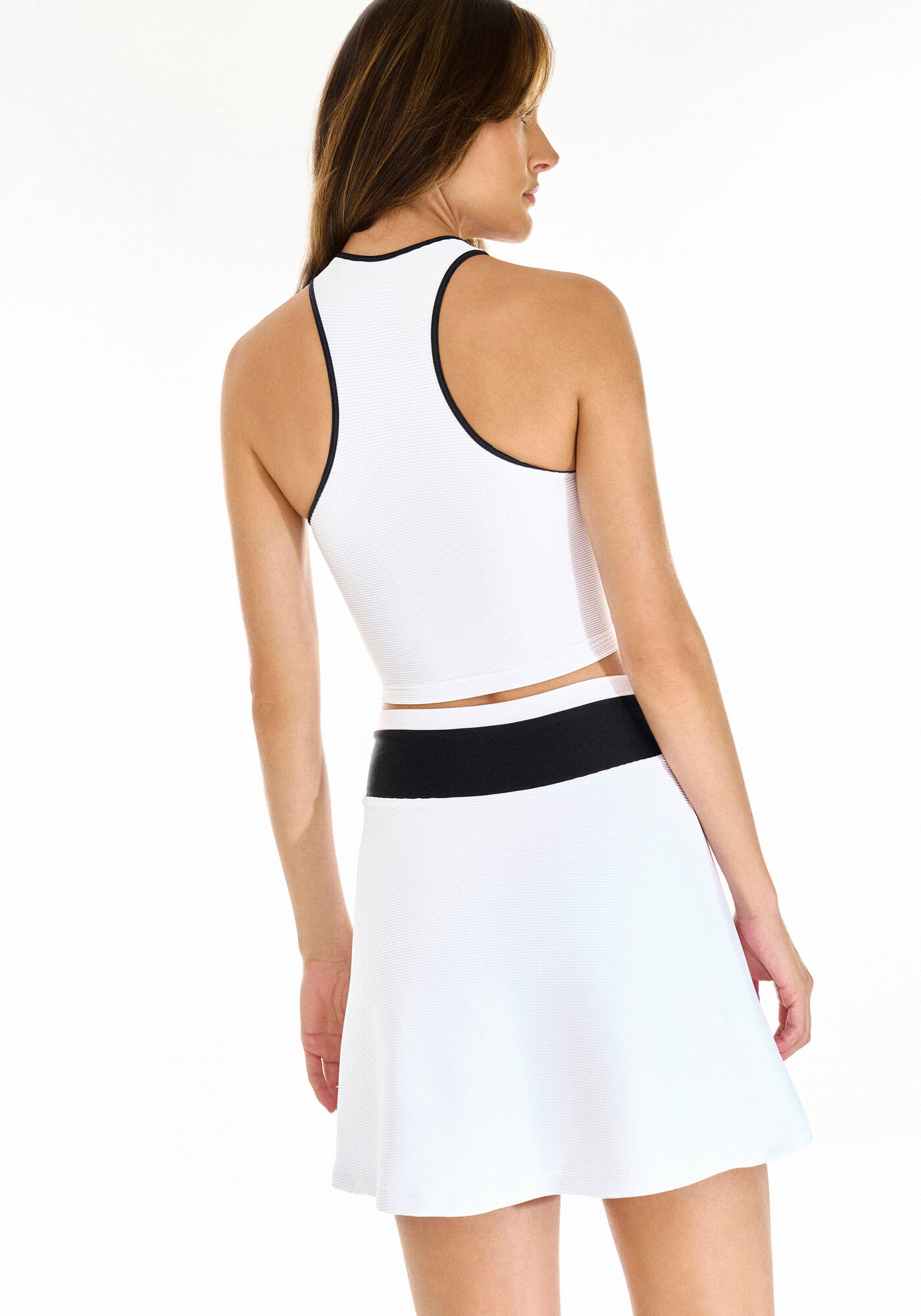 Saia Curta Cintura Alta MOVE Fitness com Recortes, BRANCO, large.