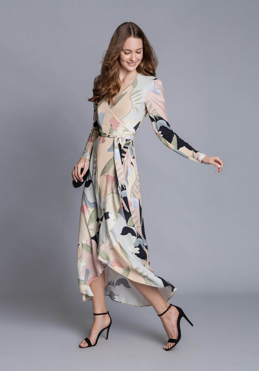 Vestido Manga Longa Transpassado, . Vestido Manga Longa Transpassado, , large.