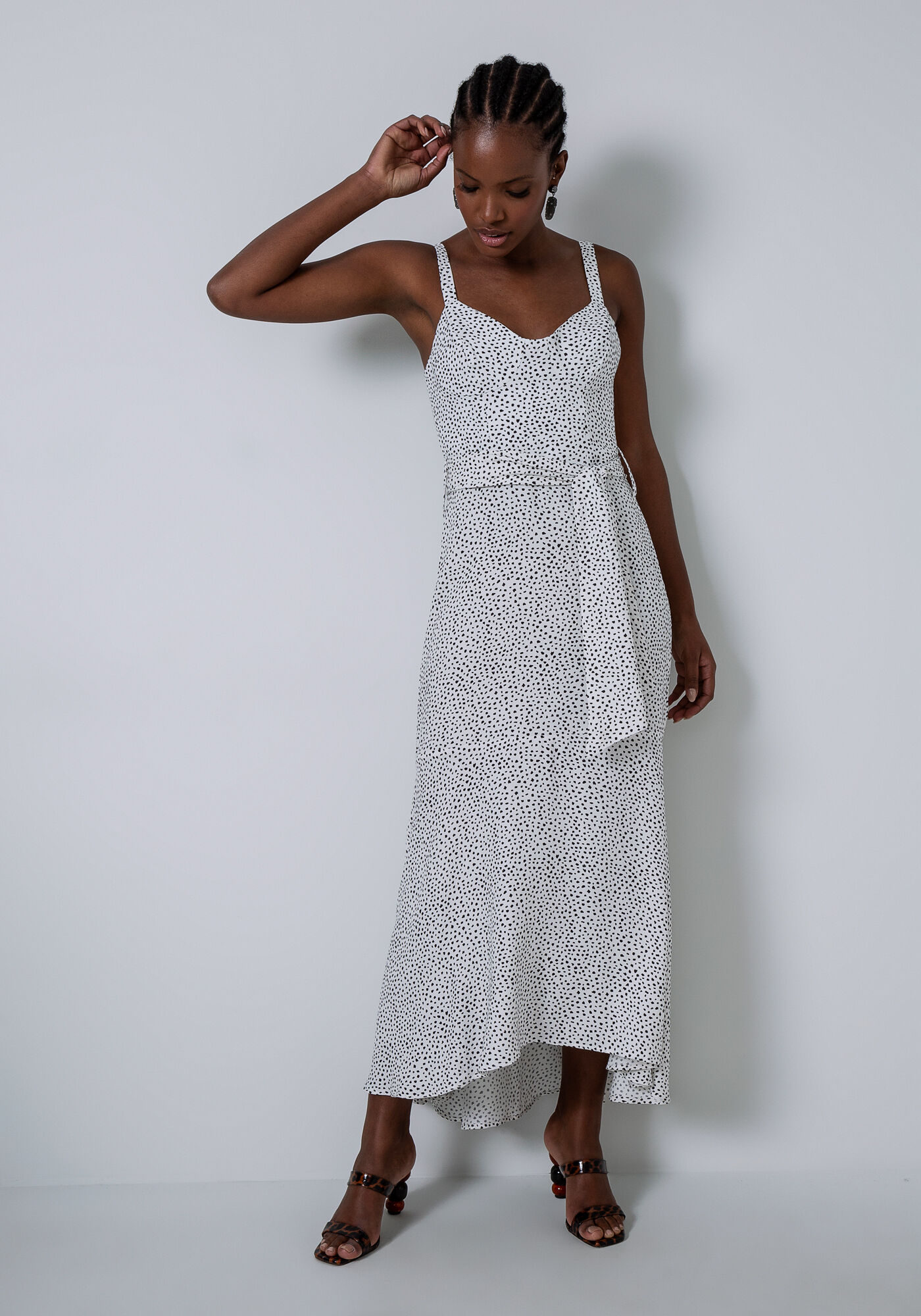 Vestido com Al&ccedil;as Midi Faixa Estampa, DIVERSAO, large.