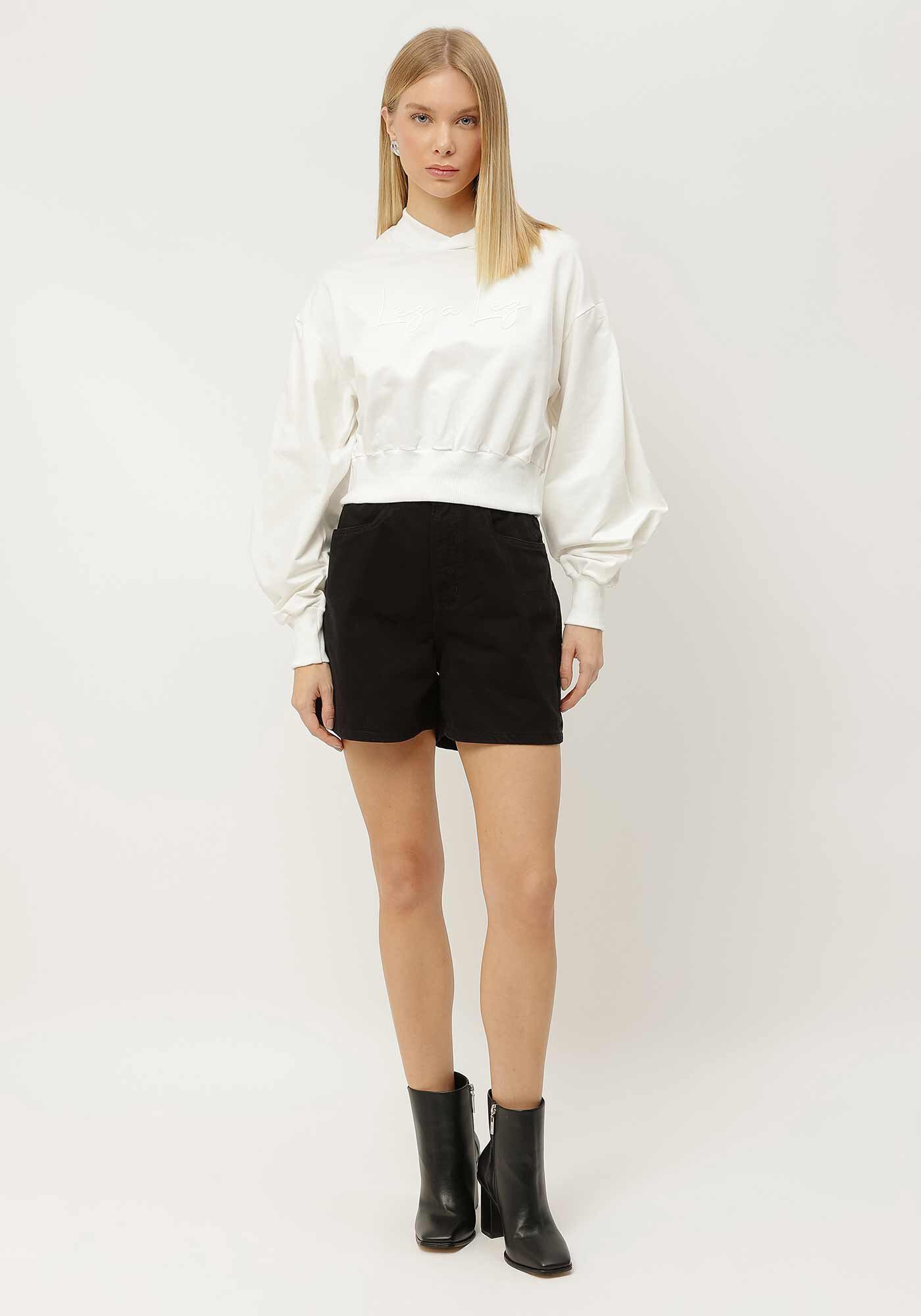 Blus&atilde;o Cropped em Molecotton com Bordado Lez a Lez, , large.