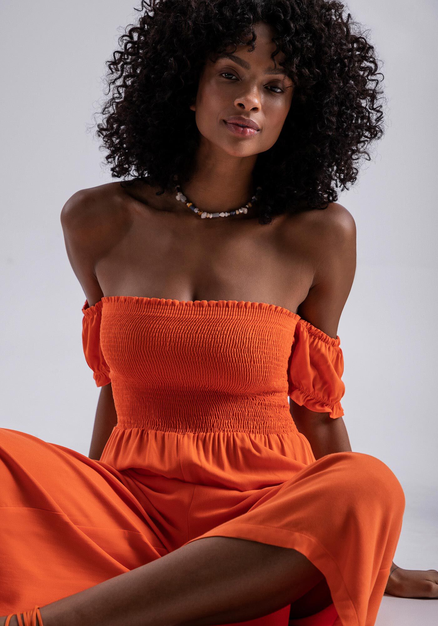 Macac&atilde;o Midi em Viscose Ombro a Ombro Lastex, , large.