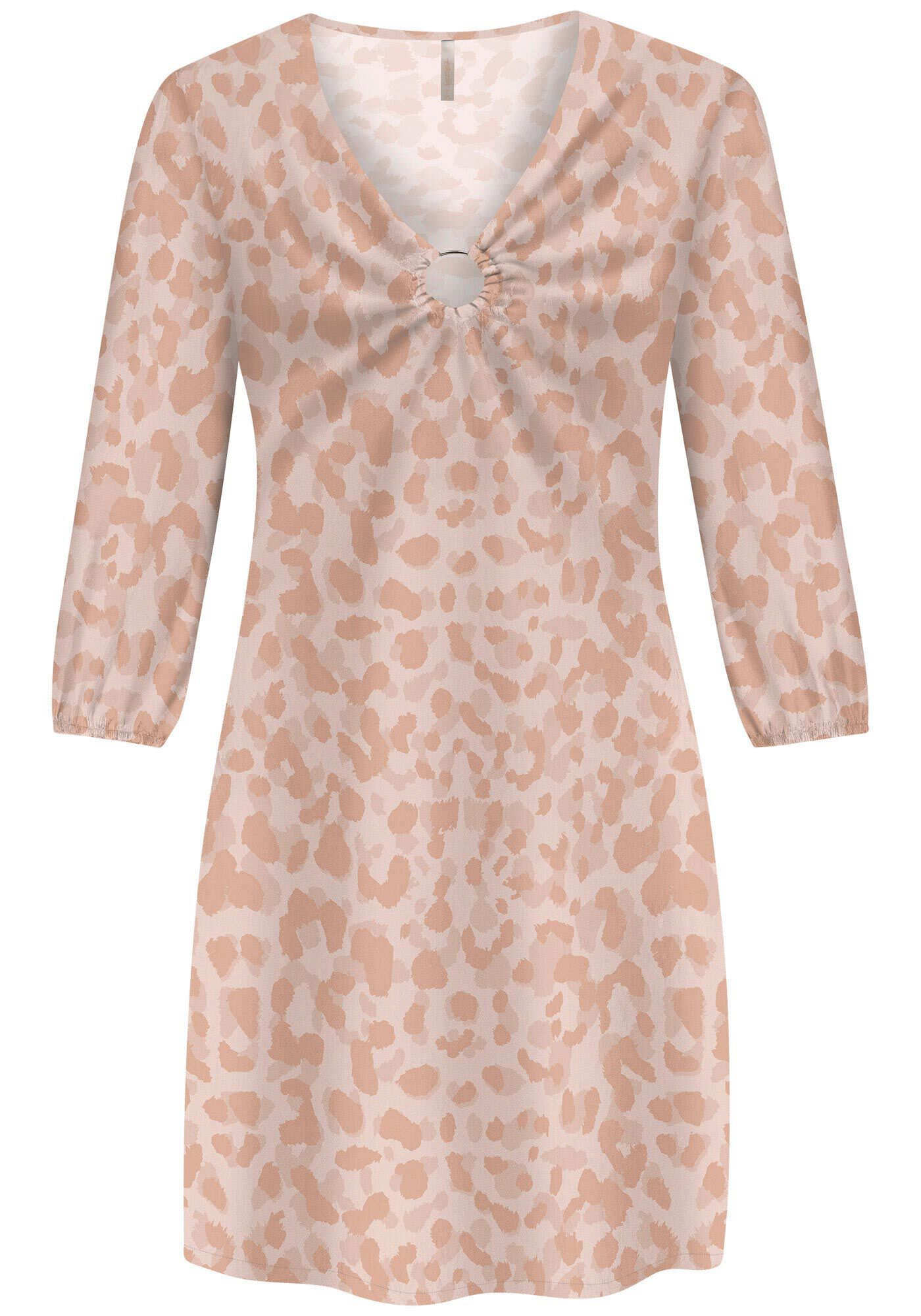 Vestido Curto Manga 3/4 Estampado com Argola, , large.