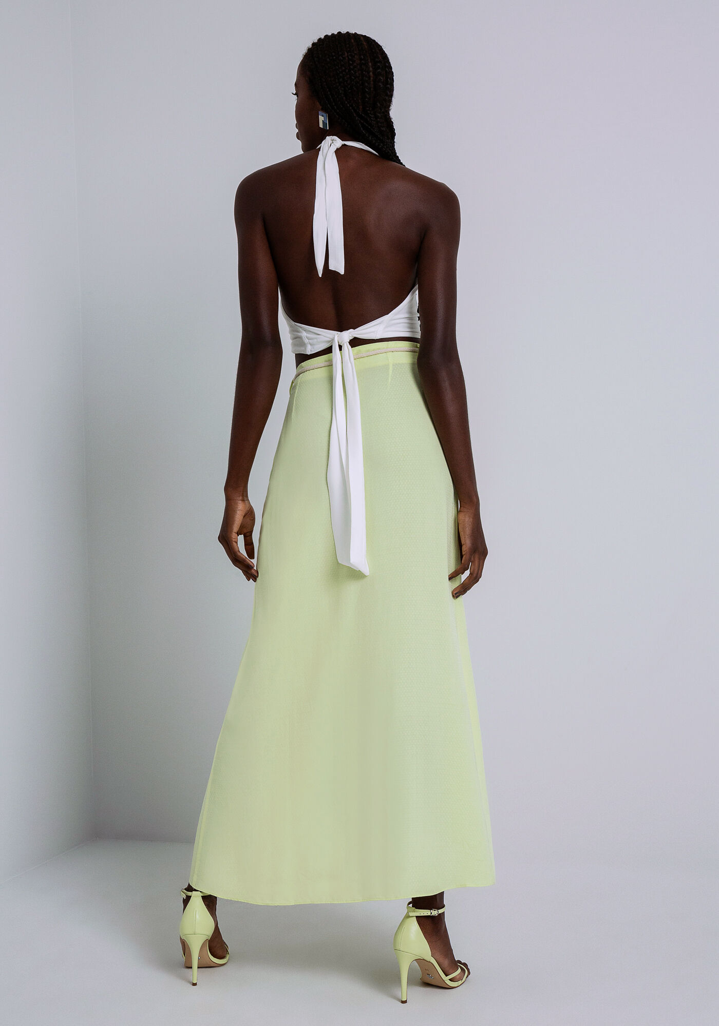 Saia Midi Viscose com Babado Fenda, , large.