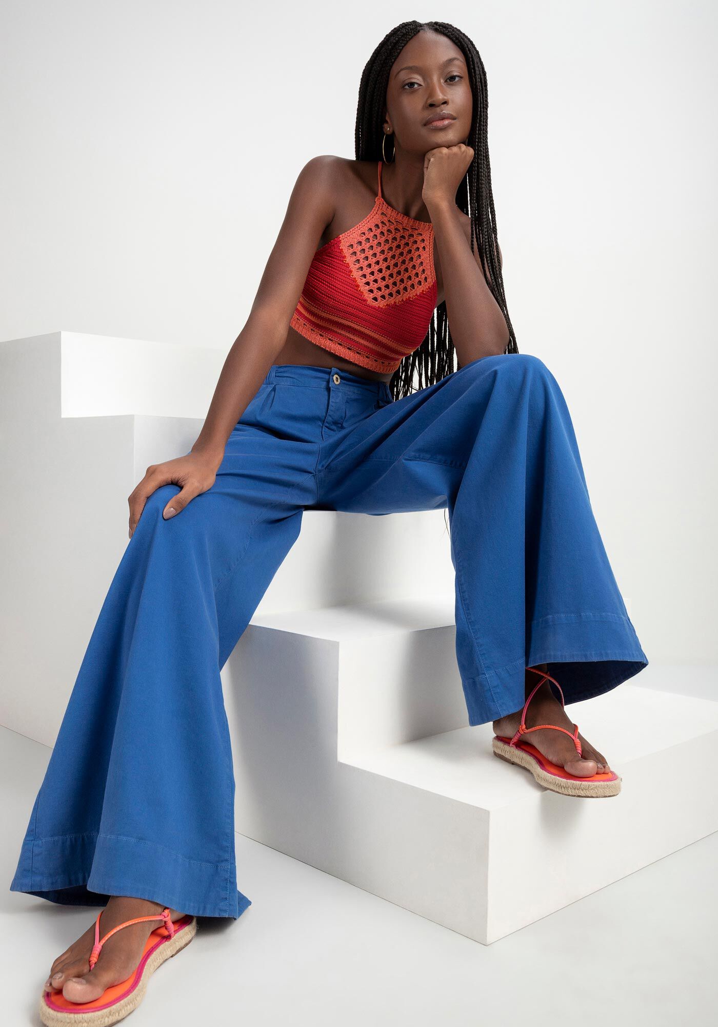 Cal&ccedil;a Sarja Wide Leg com Pregas, , large.