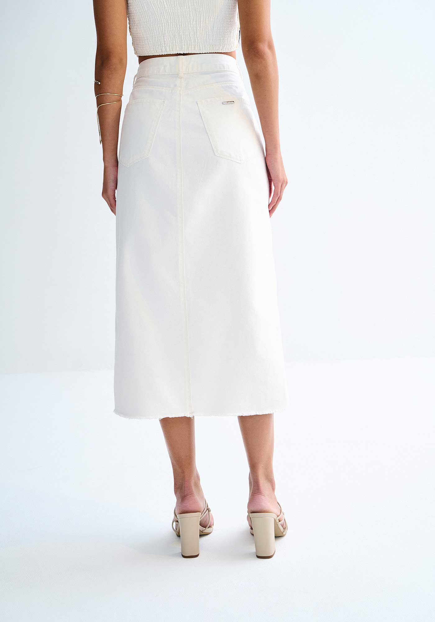 Saia Sarja Midi Bordada com Fenda, , large.