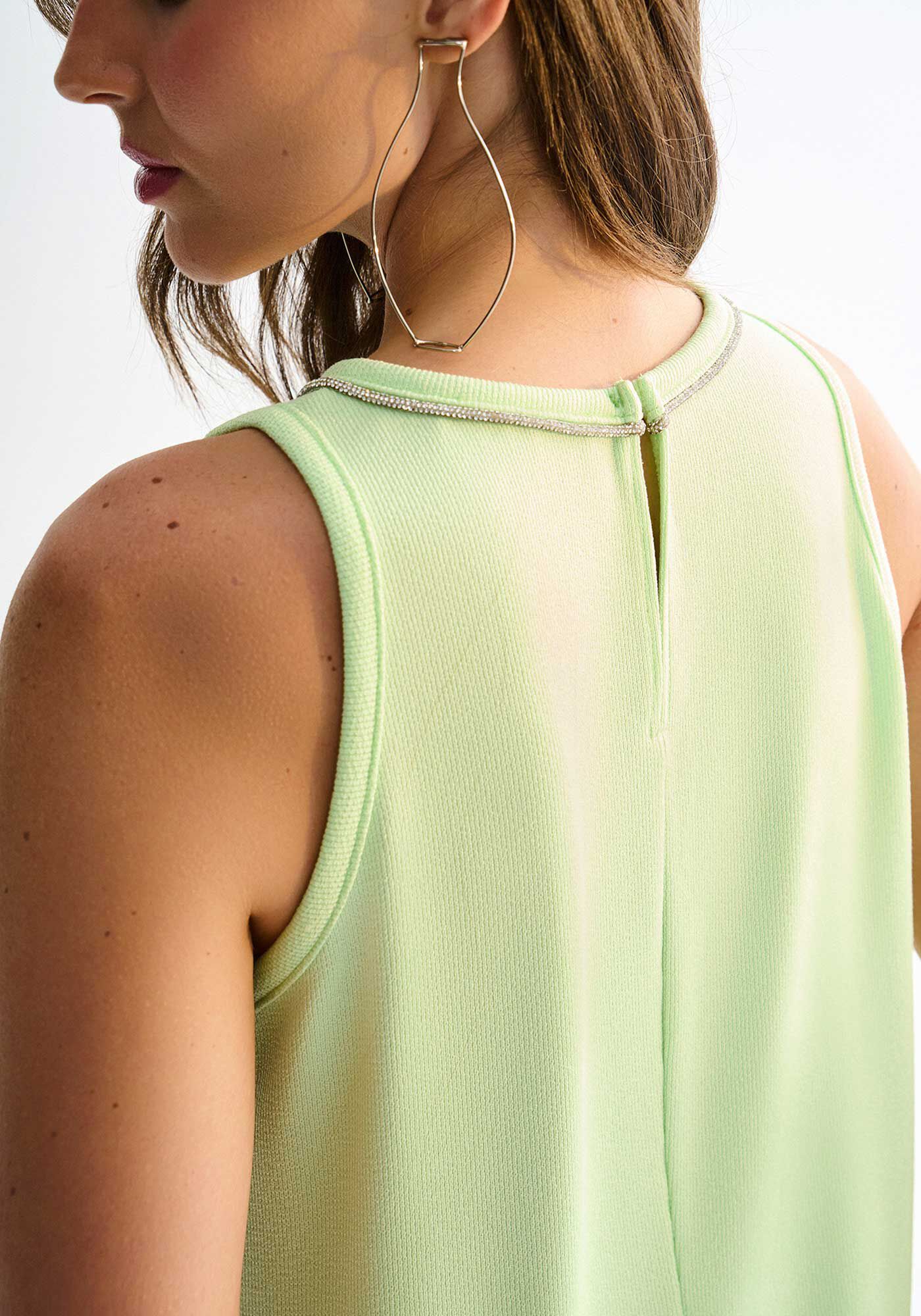 Vestido Curto em Malha com Strass Decote, , large.