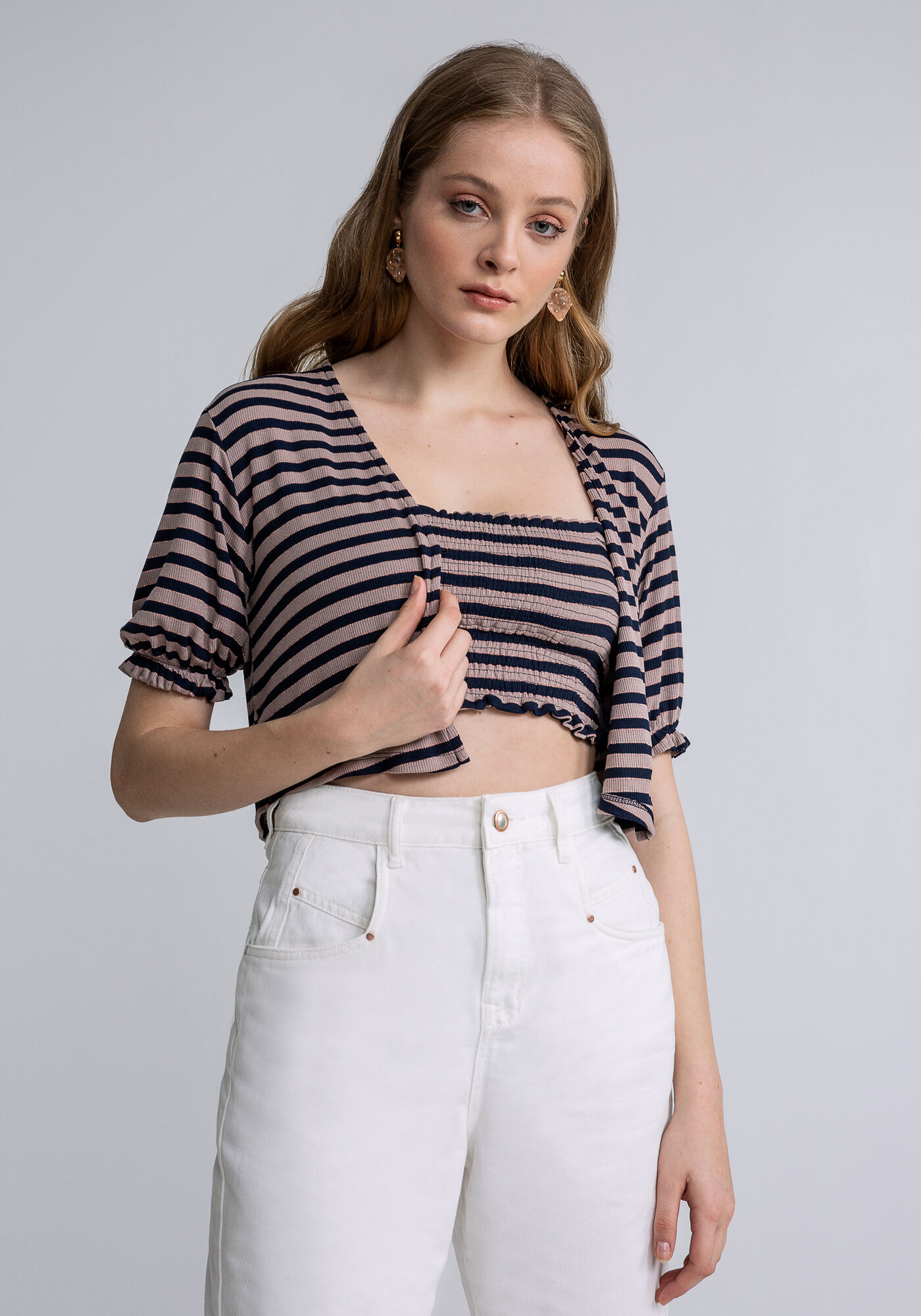 Cardigan Cropped com Top Reto, , large.