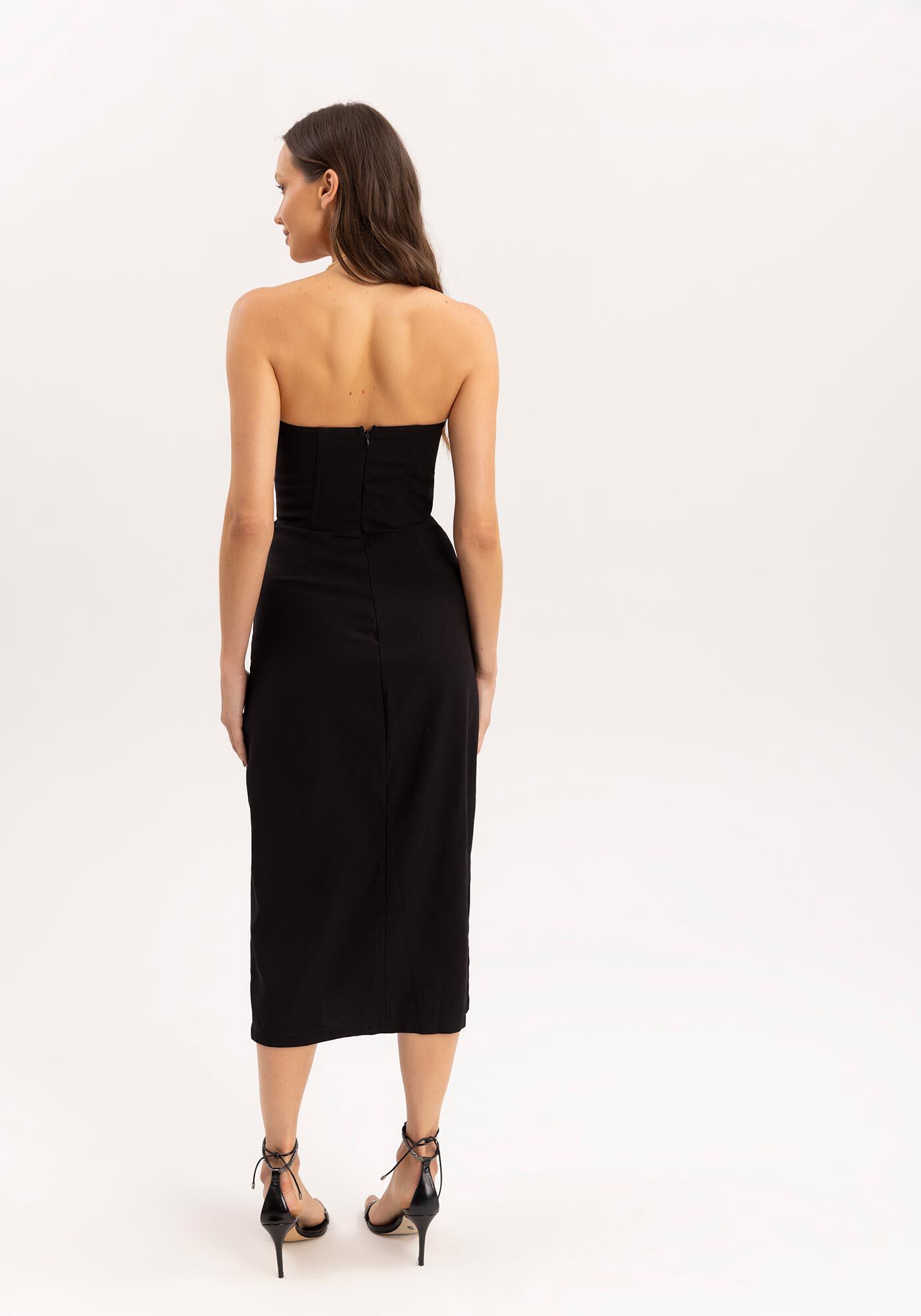 Vestido Midi Tomara Que Caia com Fenda, , large.