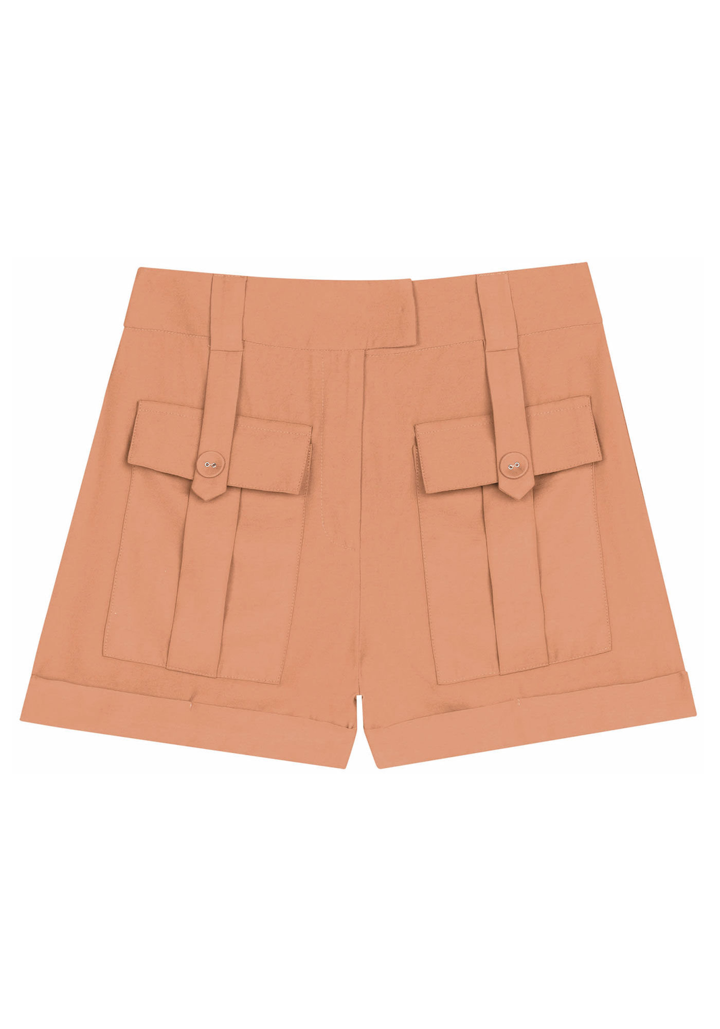 Shorts Cintura Alta com Bolsos Utilit&aacute;rios, , large.