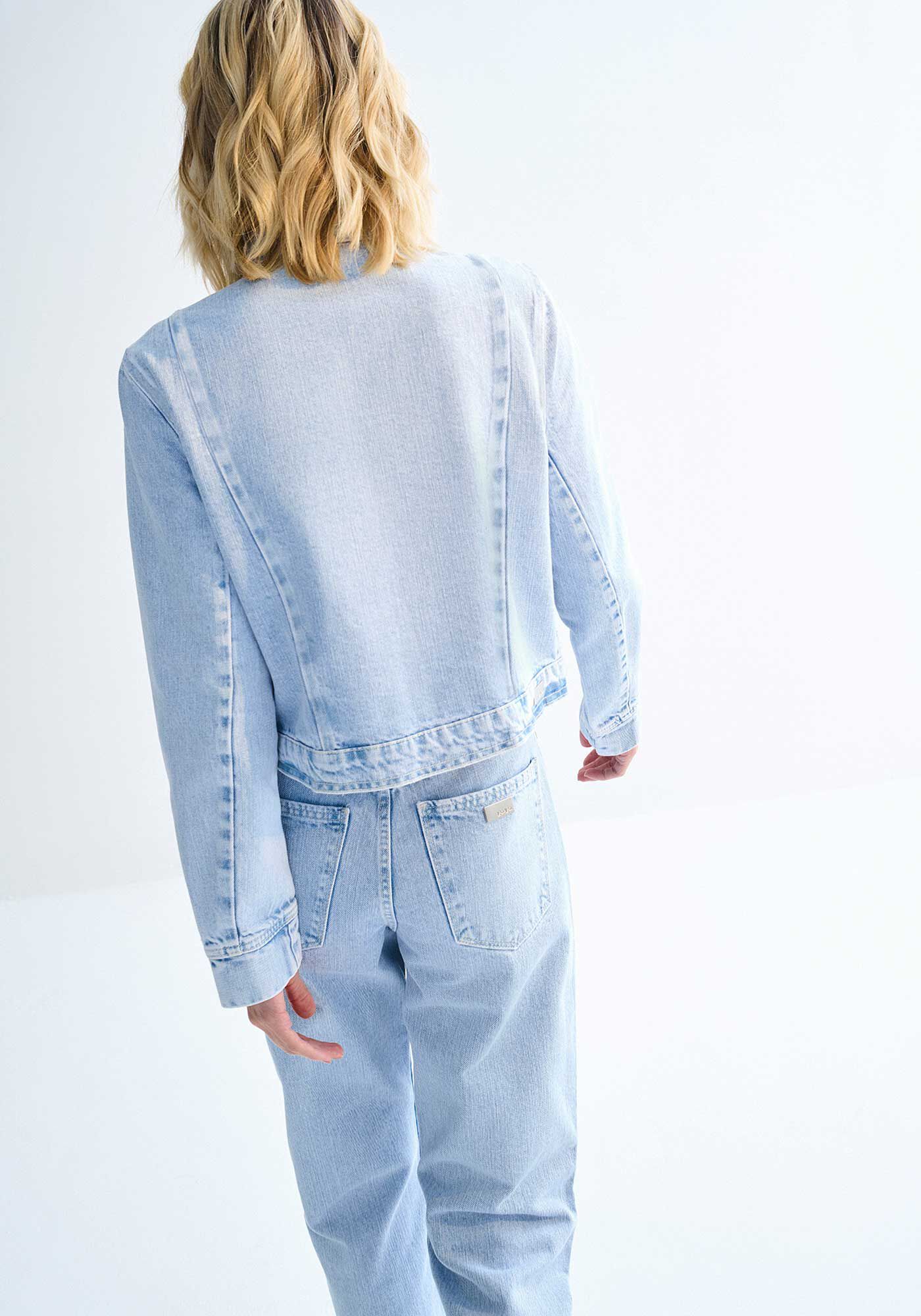 Jaqueta Jeans Marmorizada com Pedraria, , large.