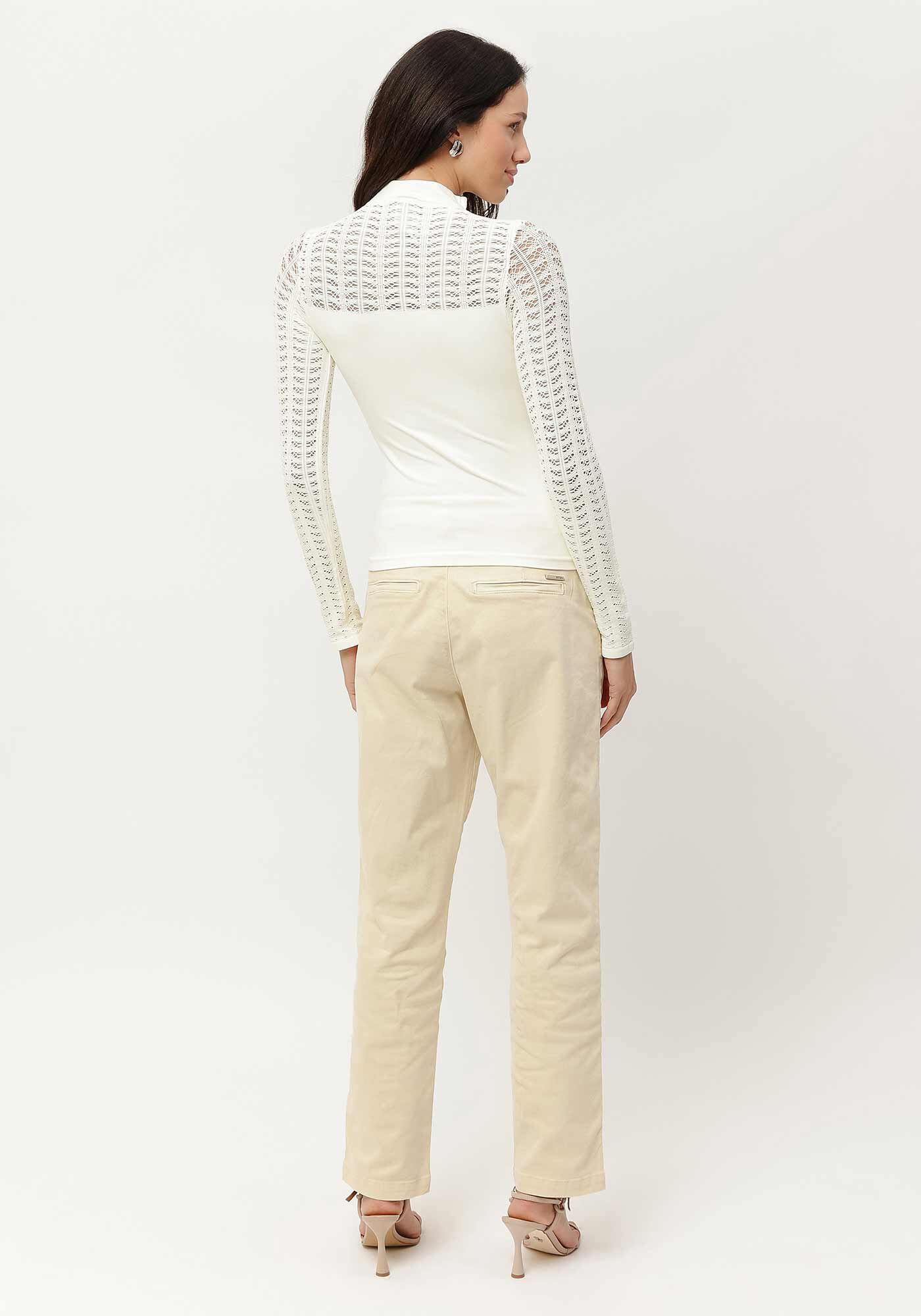 Blusa Gola Alta com Manga Longa em Renda, , large.