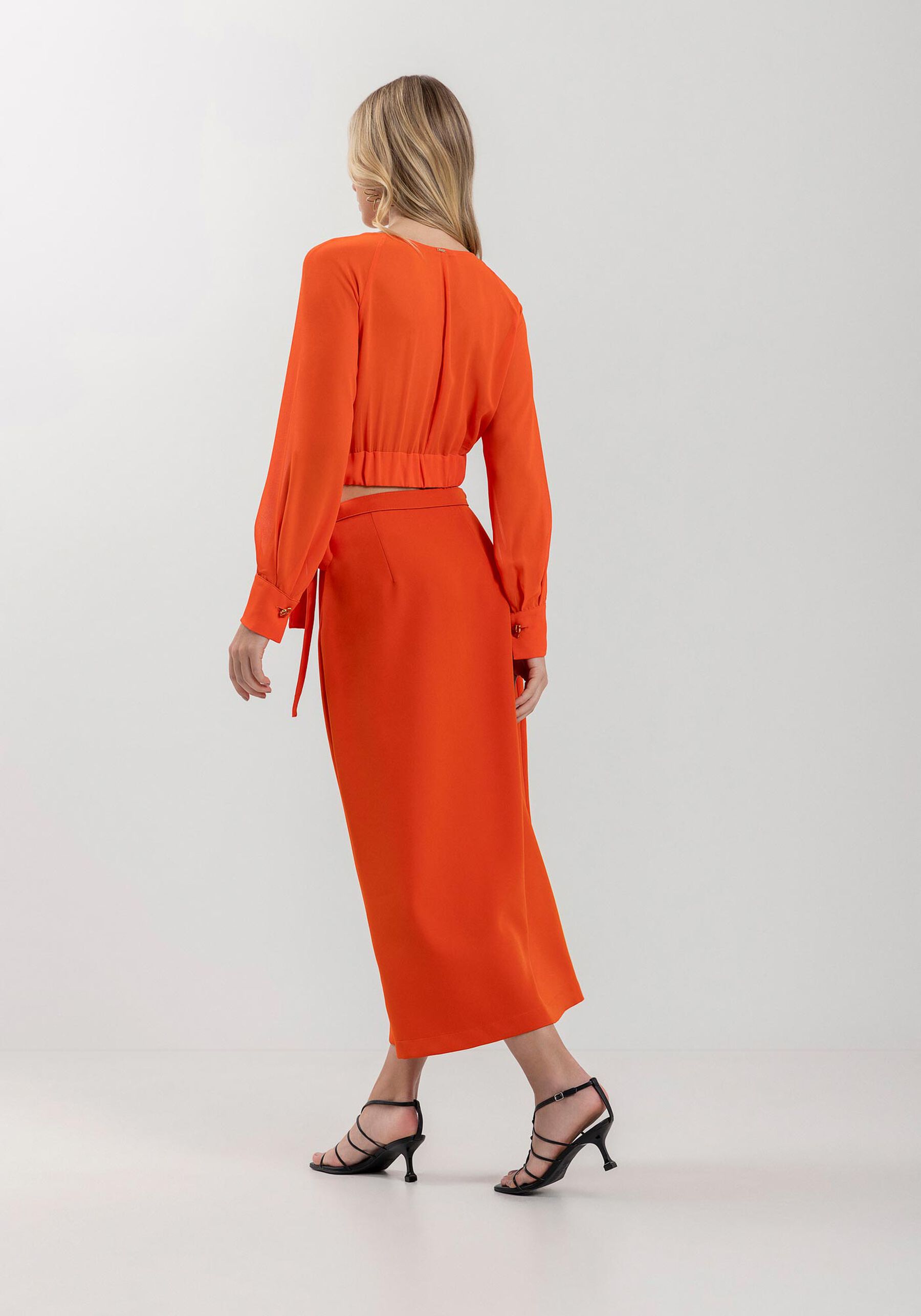 Saia Midi Chá Com Amarração E Aplique Metalizado, . Saia Midi Chá Com Amarração E Aplique Metalizado, , large.