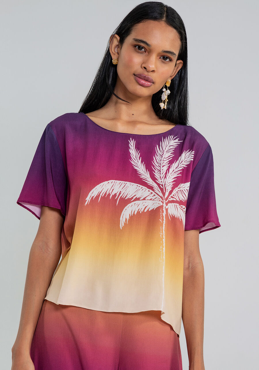 Blusa Manga Curta Ampla Estampa, . Blusa Manga Curta Ampla Estampa, , large.