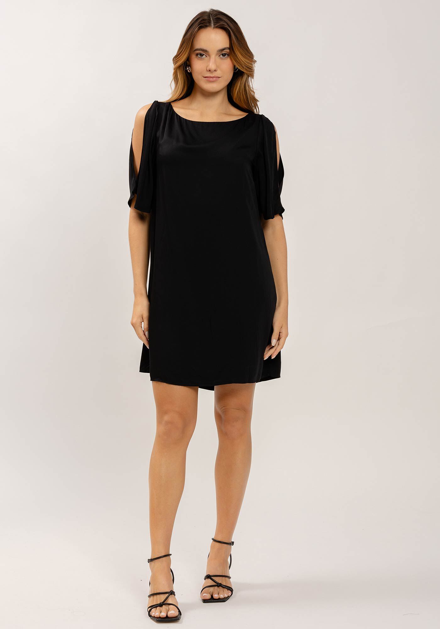 Vestido Curto Reto com Manga Curta, , large.