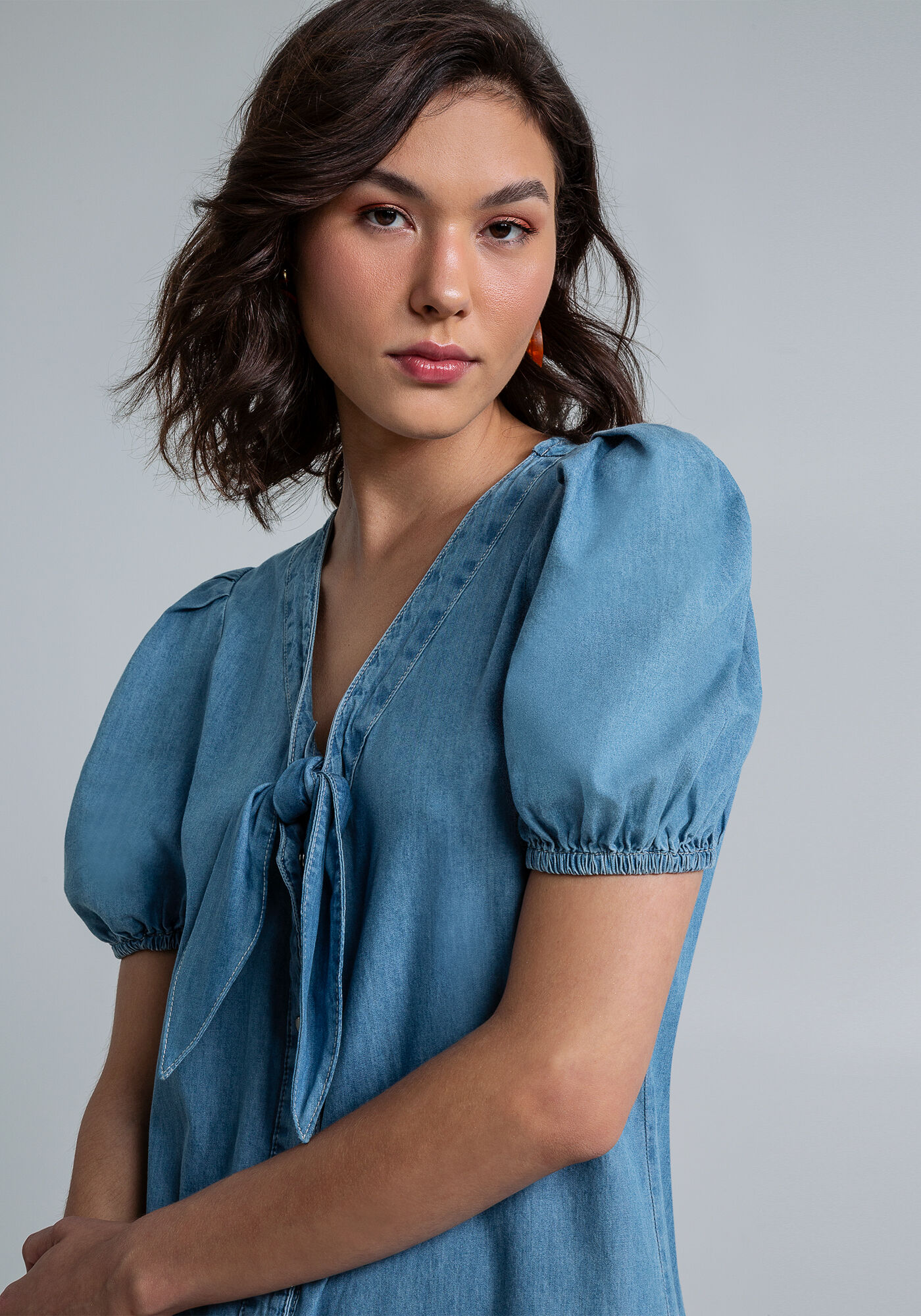 Macac&atilde;o Curto Manga Bufante, JEANS, large.