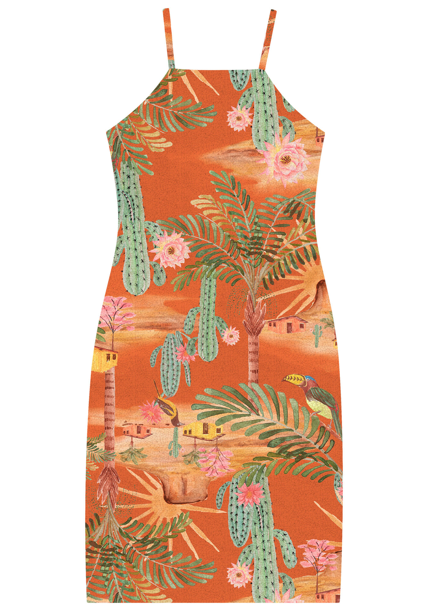 Vestido Estampado Canelado com Al&ccedil;as, , large.