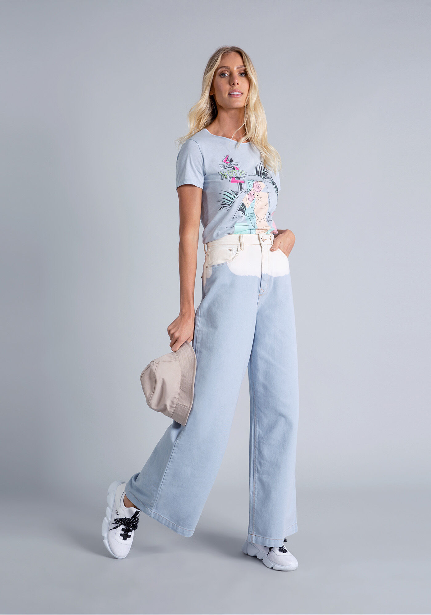 Blusa com Faixa Cabelo Azul Momento, , large.