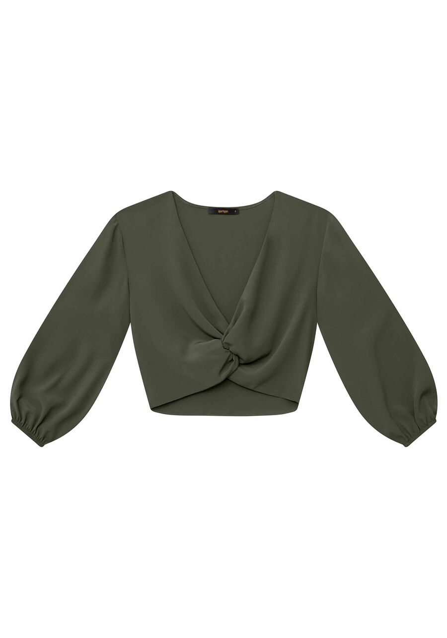 Blusa Manga 3/4 Cropped Tecido, , large.