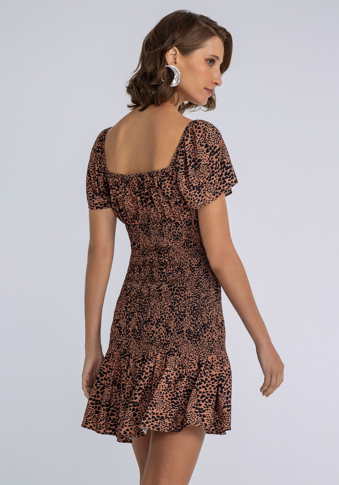 Vestido Franzido Lastex Estampada, , large.