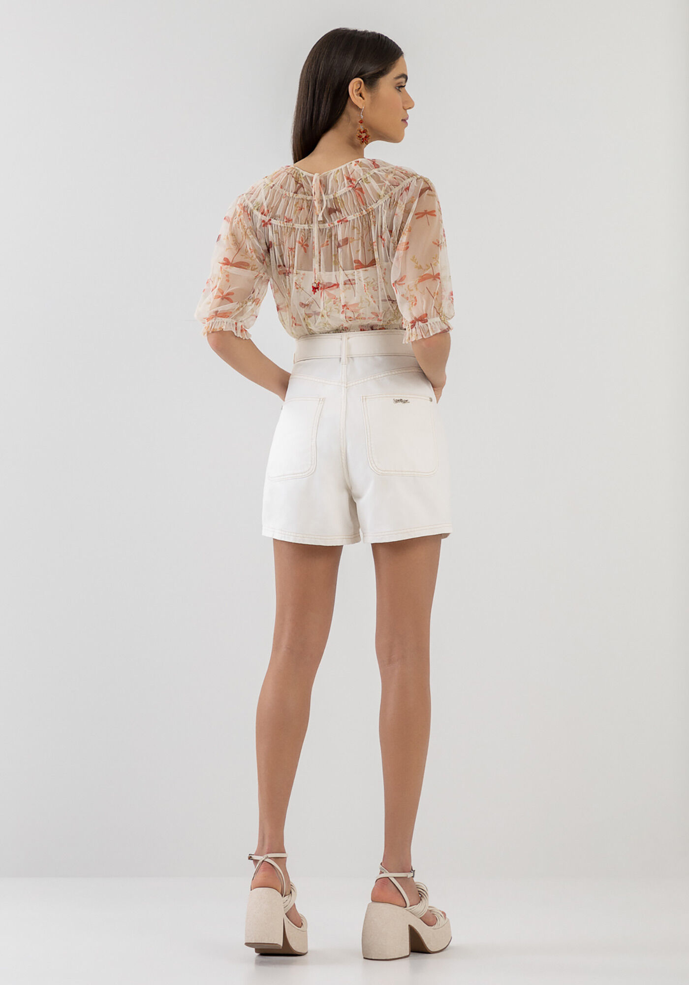 Blusa Franzida em Tule Estampado com Top, LIBELULAS, large.