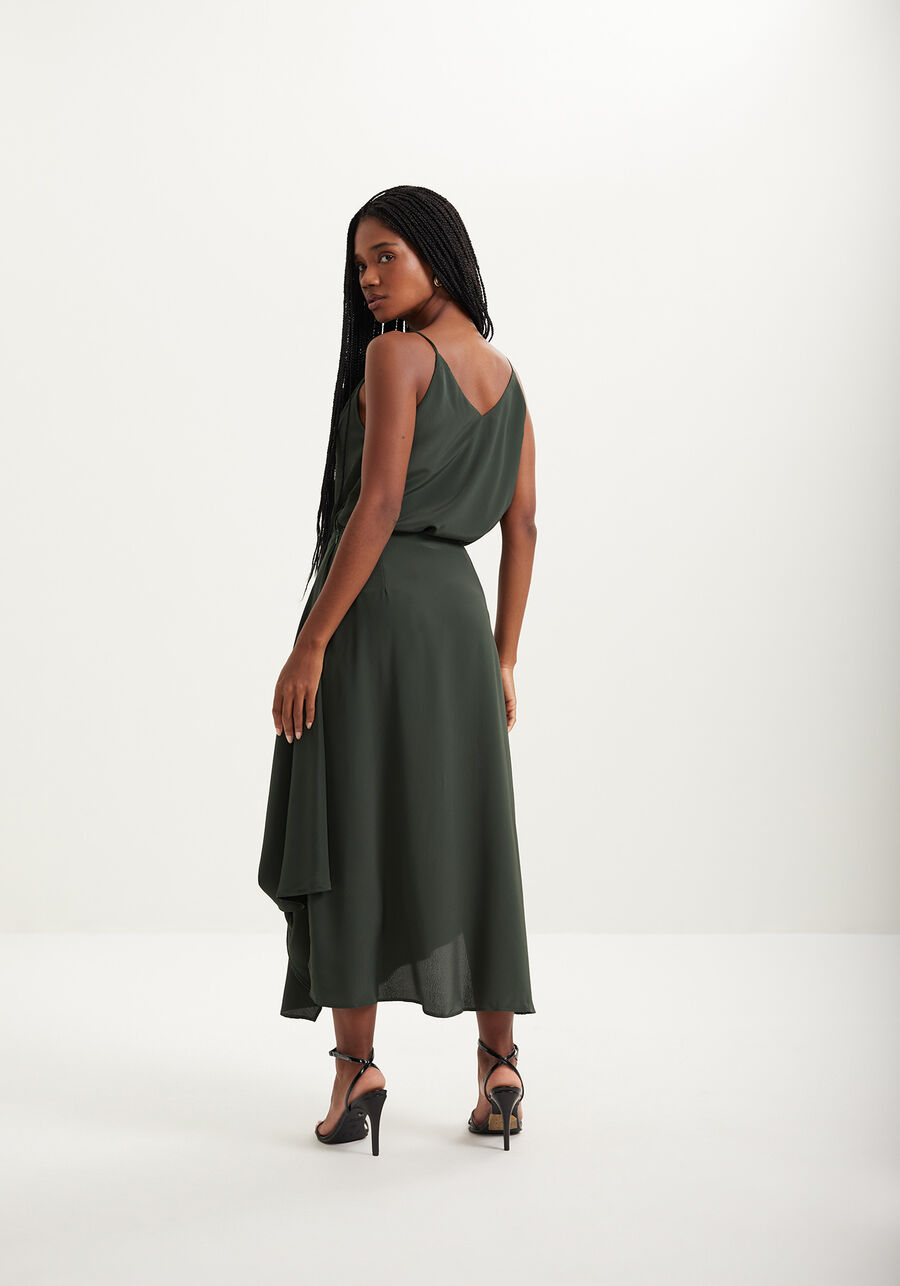 Saia Chá Fluida Com Fenda E Cintura Alta, . Saia Chá Fluida Com Fenda E Cintura Alta, , large.