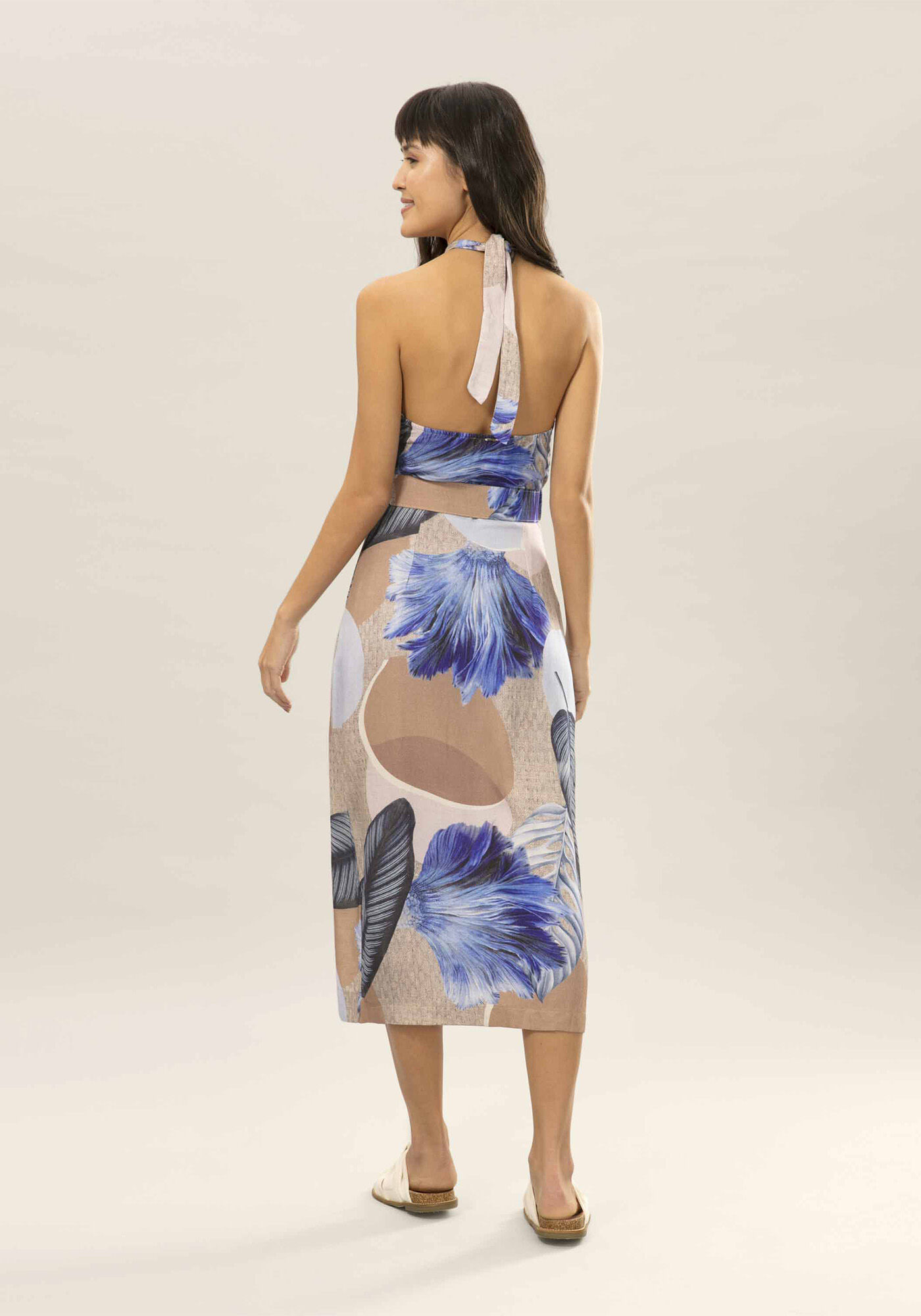 Vestido M&iacute;di Frente &Uacute;nica Estampa, , large.