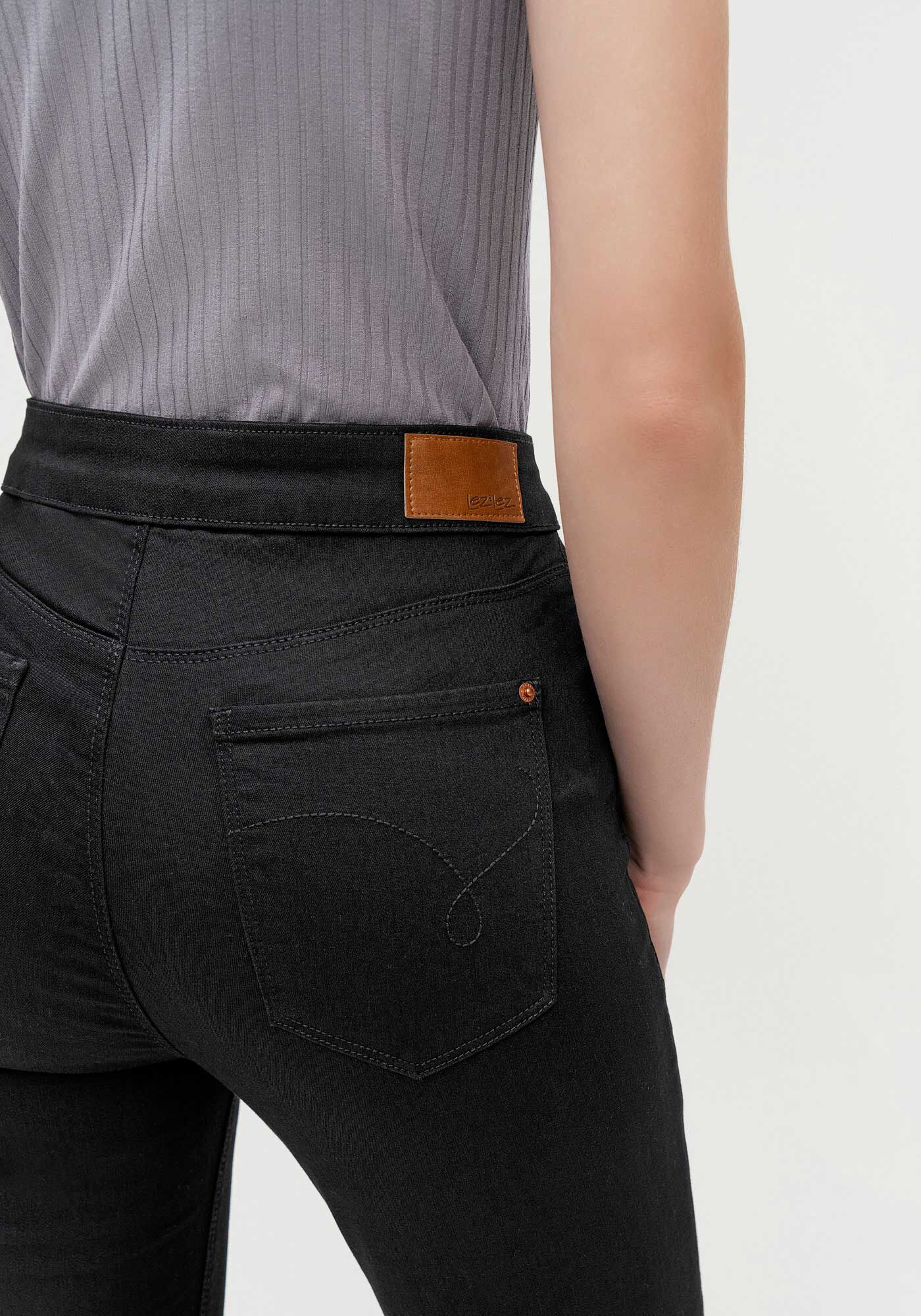 Cal&ccedil;a Jeans Jegging Preta com Cintura Alta, , large.