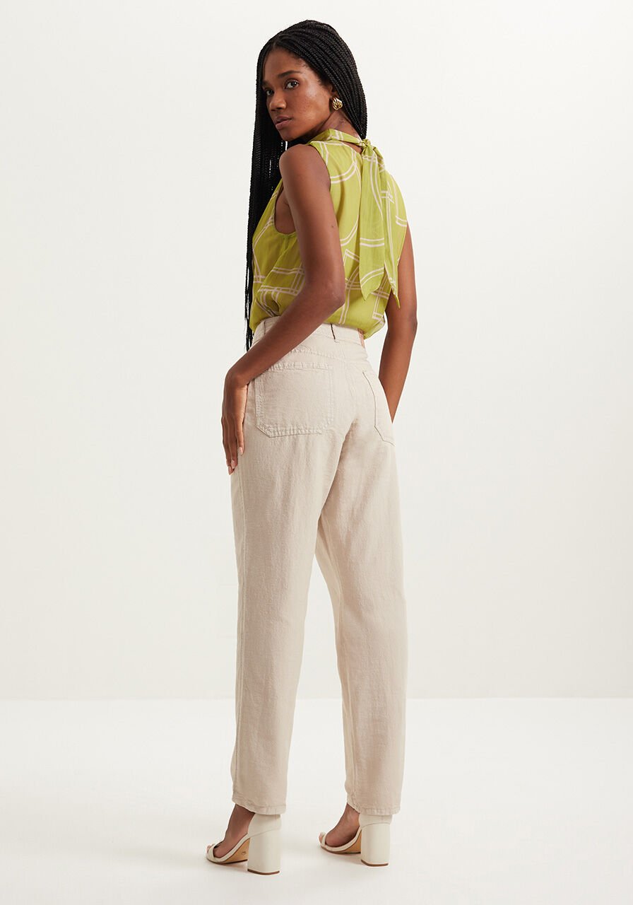 Cal&ccedil;a Reta Em Alfaiataria Com Cintura Alta E Bot&otilde;es Laterais, , large.